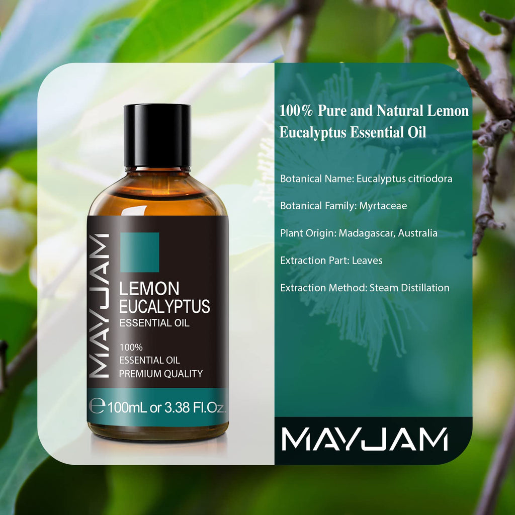 Lemon Eucalyptus Essential Oil – MAYJAM 100ml Amber Glass Bottle with Premium Dropper