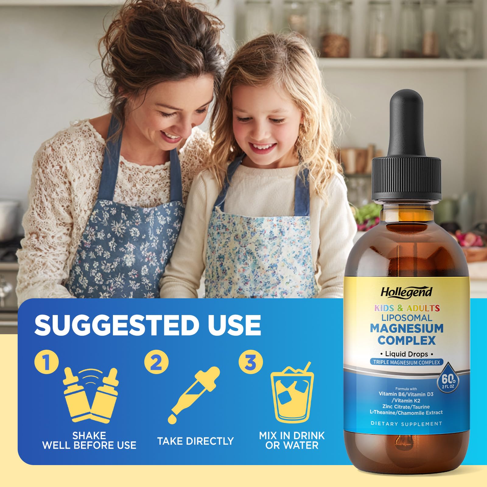 Liposomal Magnesium Drops 400mg – Triple-Source Mg with D3, K2, B6, Zinc, Taurine, L-Theanine & Chamomile (4 oz)