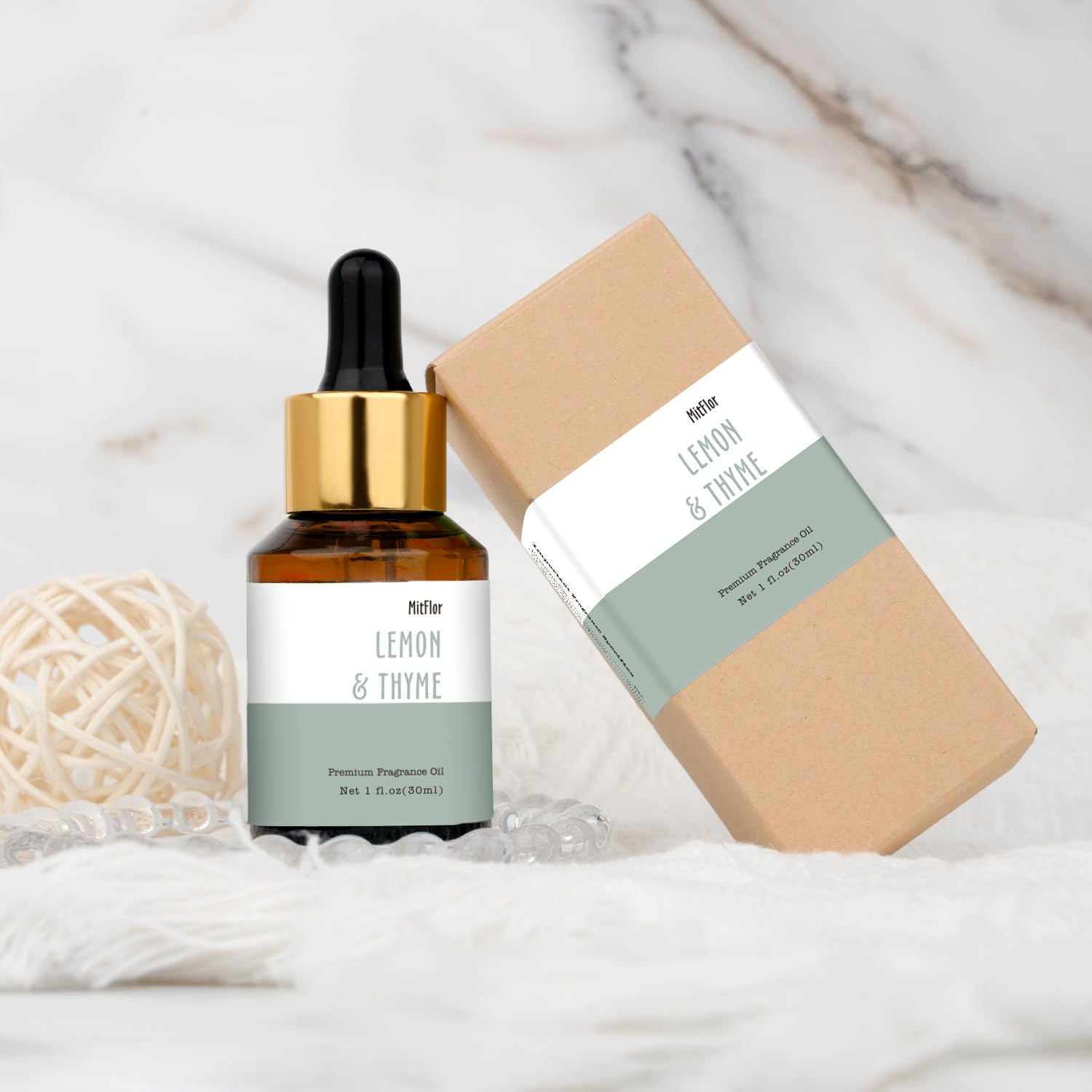 Lemon & Thyme Fragrance Oil 30ml | MitFlor Premium Grade for Soap, Candle & Home Diffuser