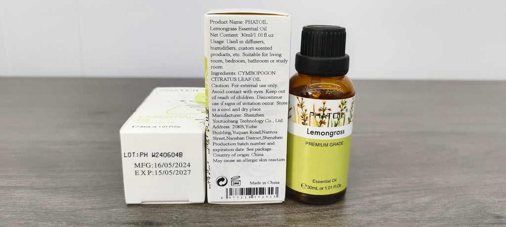 Lemongrass Essential Oil 30ml | PHATOIL - Long-Lasting Aromatherapy for Diffusers, DIY Soap & Candles