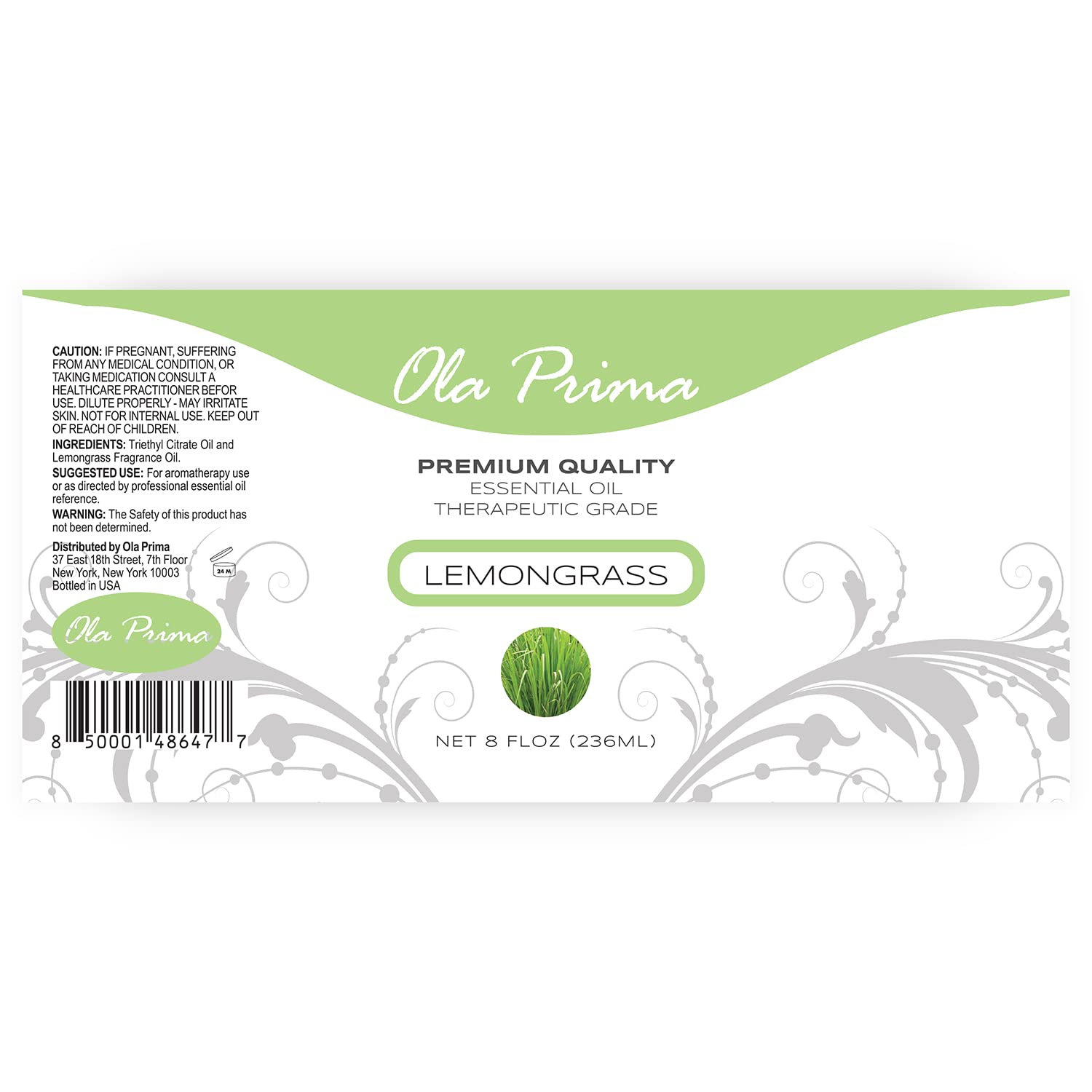 Ola Prima Lemongrass Essential Oil - Aromatherapy Oils - 8 Fluid Ounces Bulk