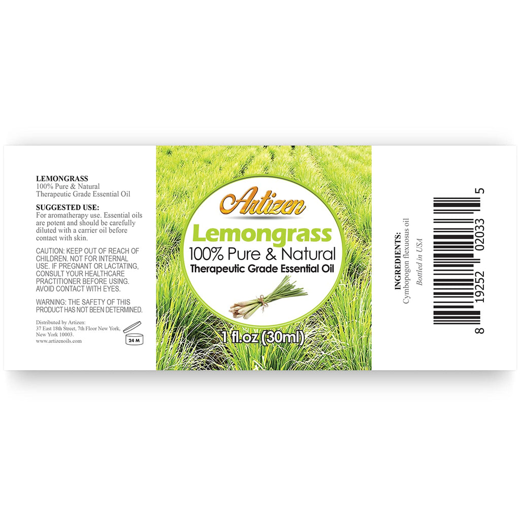 Artizen Oils Lemongrass Essential Oil 30ml (1 fl oz) - Pure Lemongrass Oil