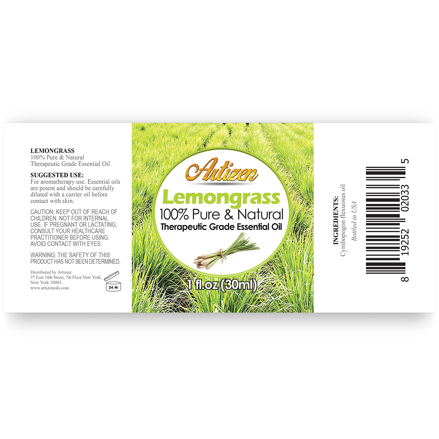 Artizen Oils Lemongrass Essential Oil 30ml (1 fl oz) - Pure Lemongrass Oil