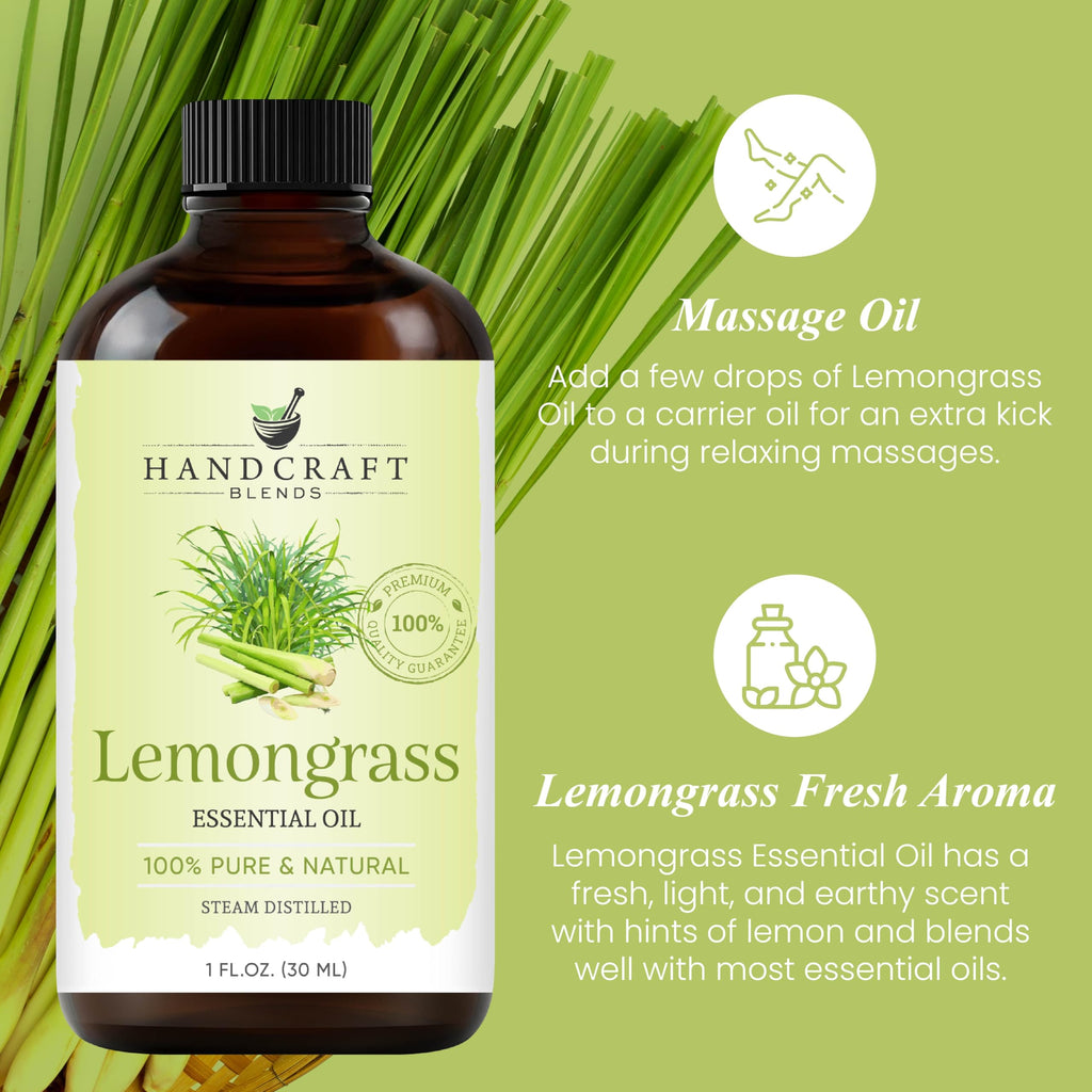 Lemongrass Essential Oil – Handcraft Blends | 1 Fl Oz, Pure & Natural