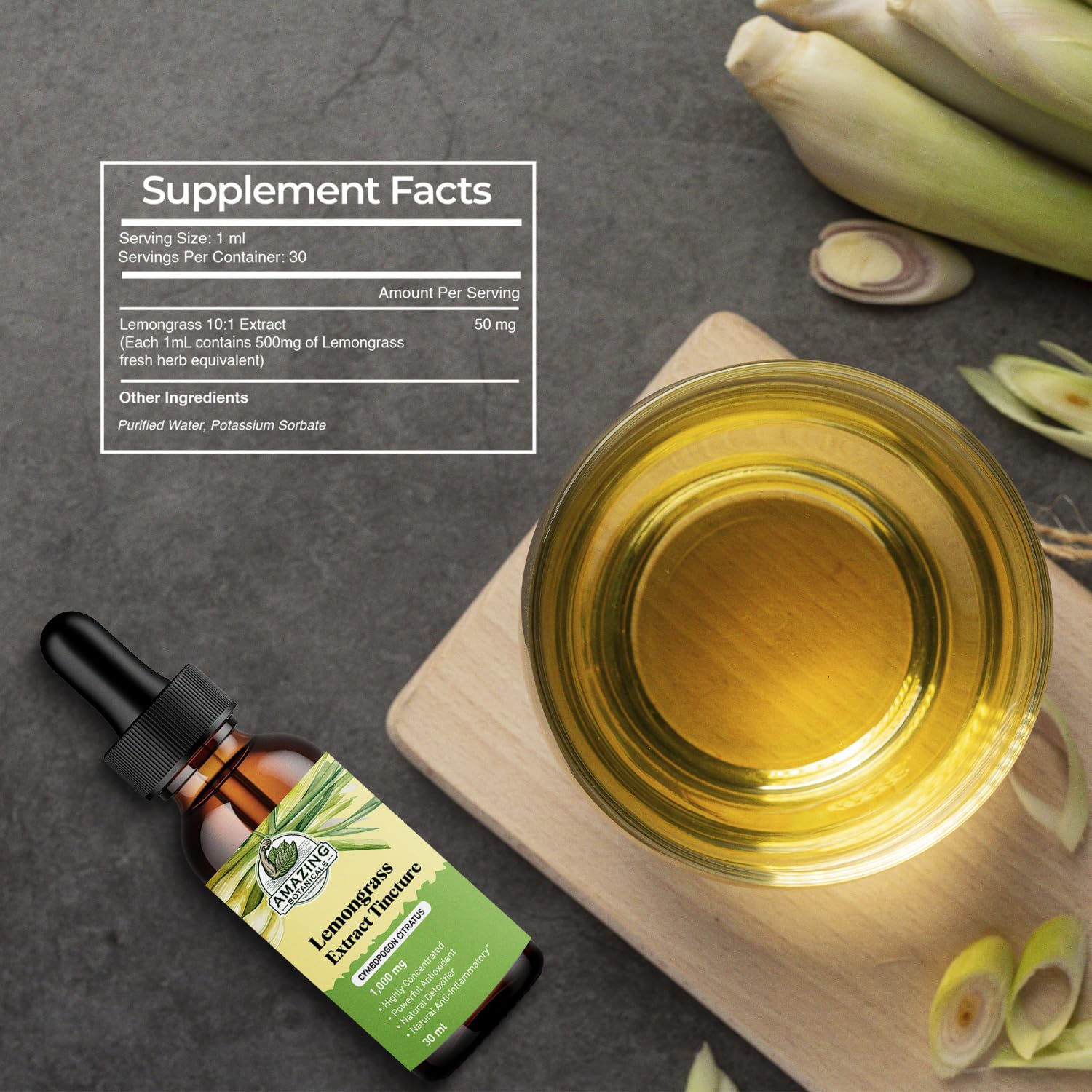 Amazing Botanicals Lemongrass Tincture – Organic Cymbopogon Citratus 30ml (1oz)
