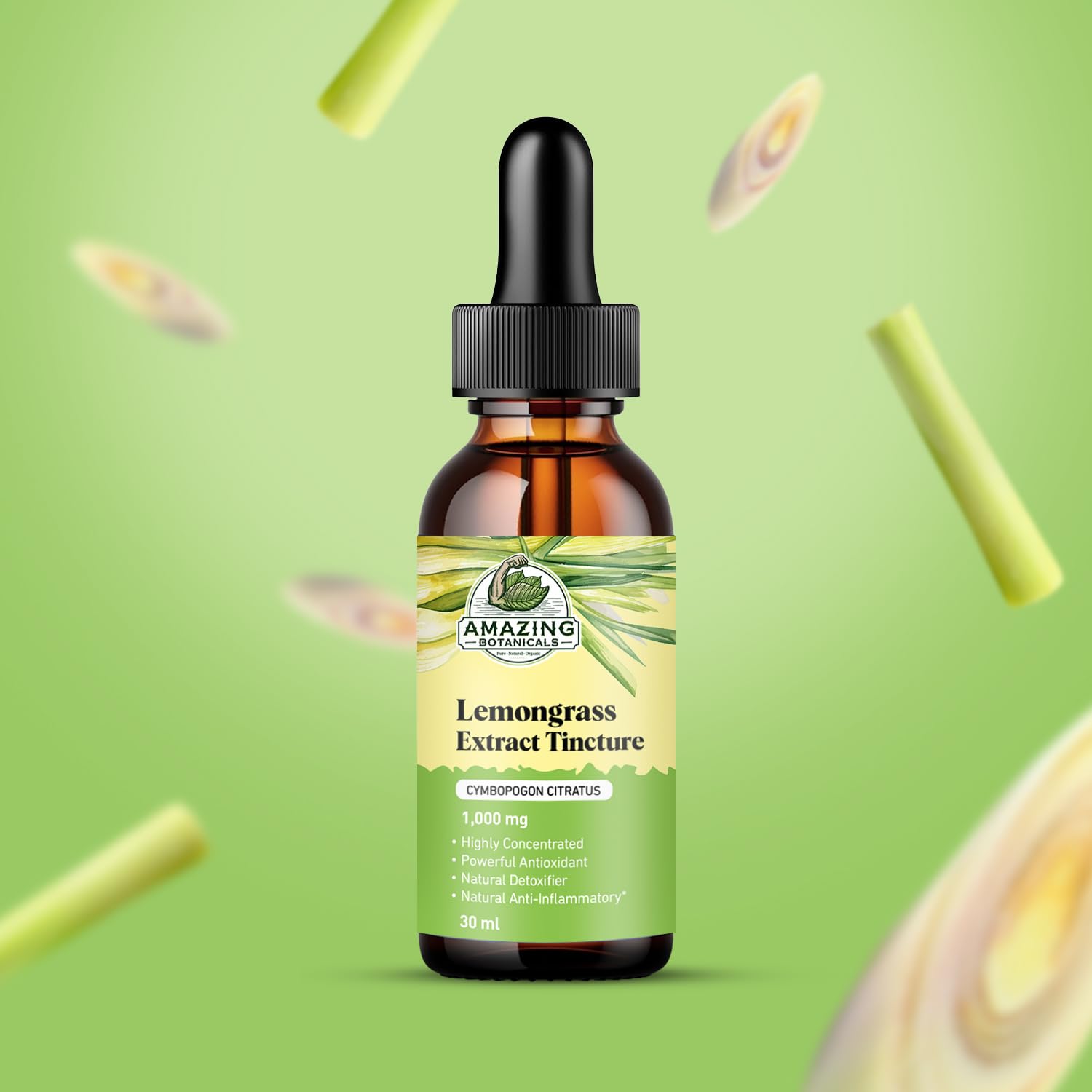 Amazing Botanicals Lemongrass Tincture – Organic Cymbopogon Citratus 30ml (1oz)