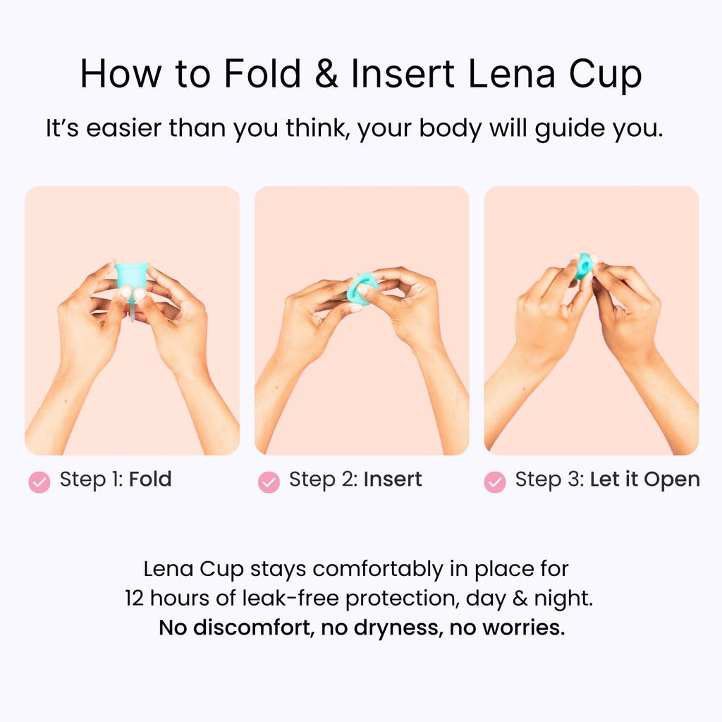 LENA Menstrual Cup Original Large Pink – Heavy Flow, 12-Hour Leak-Free Reusable Silicone