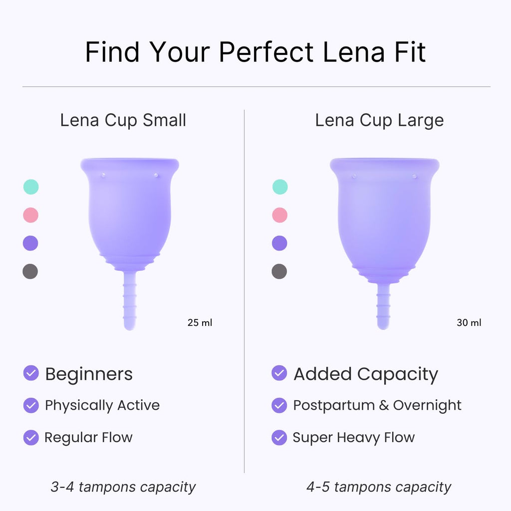 LENA Menstrual Cup Original Large Pink – Heavy Flow, 12-Hour Leak-Free Reusable Silicone