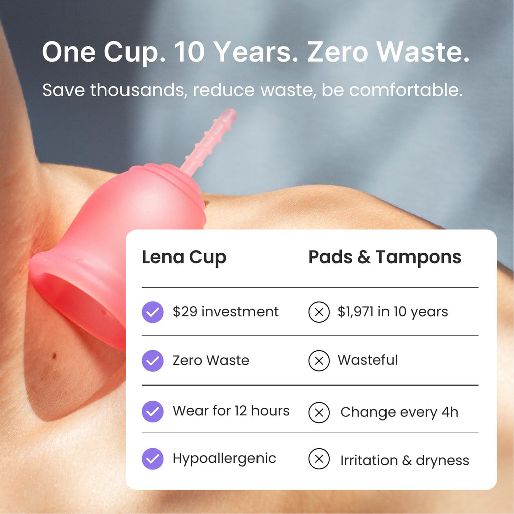 Lena Cup Original Small Turquoise – Reusable Silicone Menstrual Cup for Regular Flow, 12-Hour Leak-Free