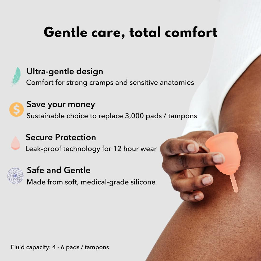 LENA Sensitive Menstrual Cup 2 Pack – Small & Large Reusable Silicone Cups (BPA-Free)