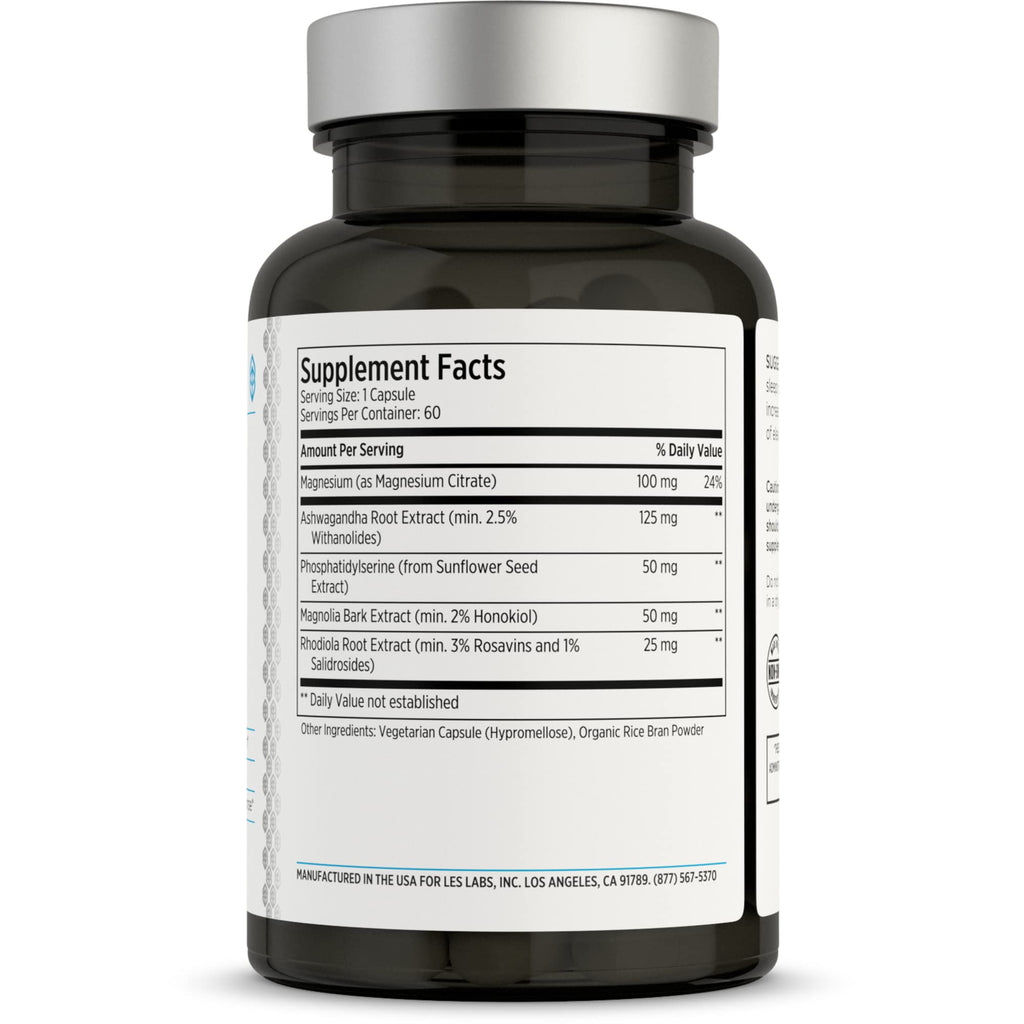 LES Labs Cortisol Health – Stress Relief, Balanced Cortisol Response & Deep Sleep – 60 Capsules (Non-GMO)