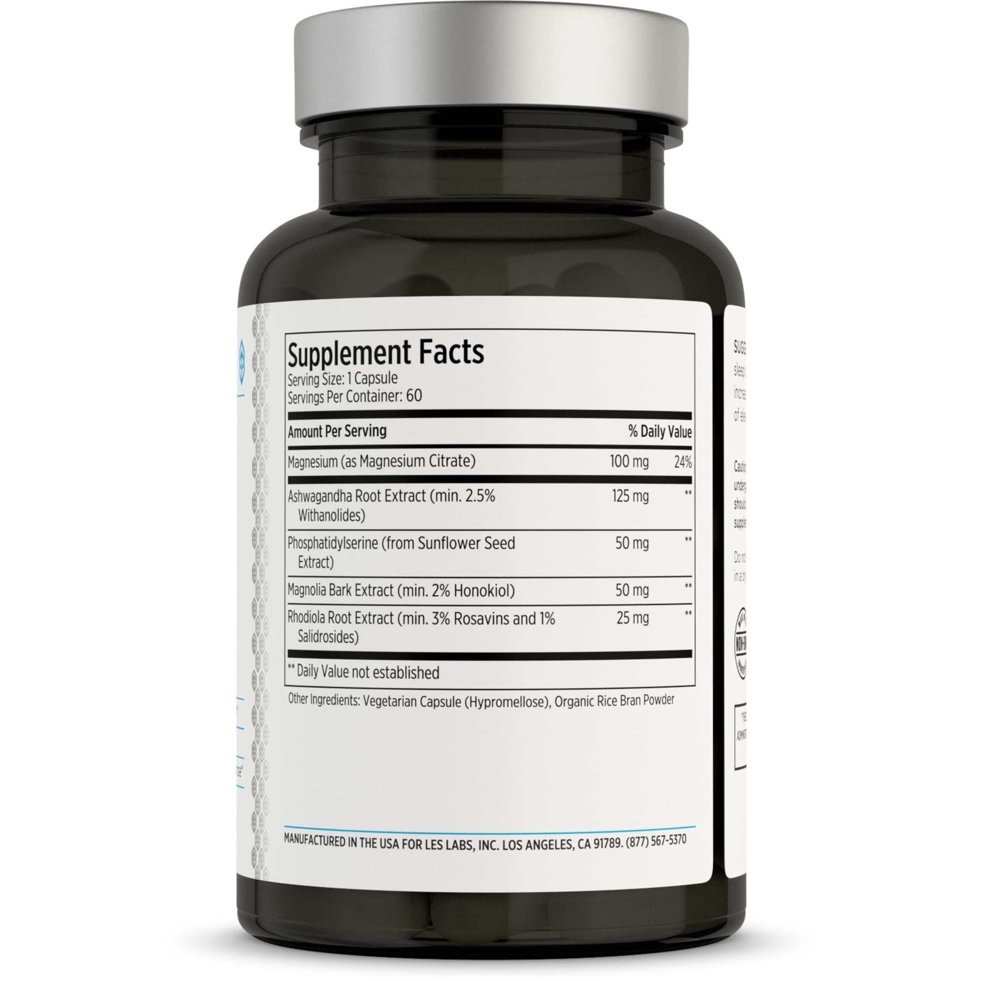 LES Labs Cortisol Health – Stress Relief, Balanced Cortisol Response & Deep Sleep – 60 Capsules (Non-GMO)