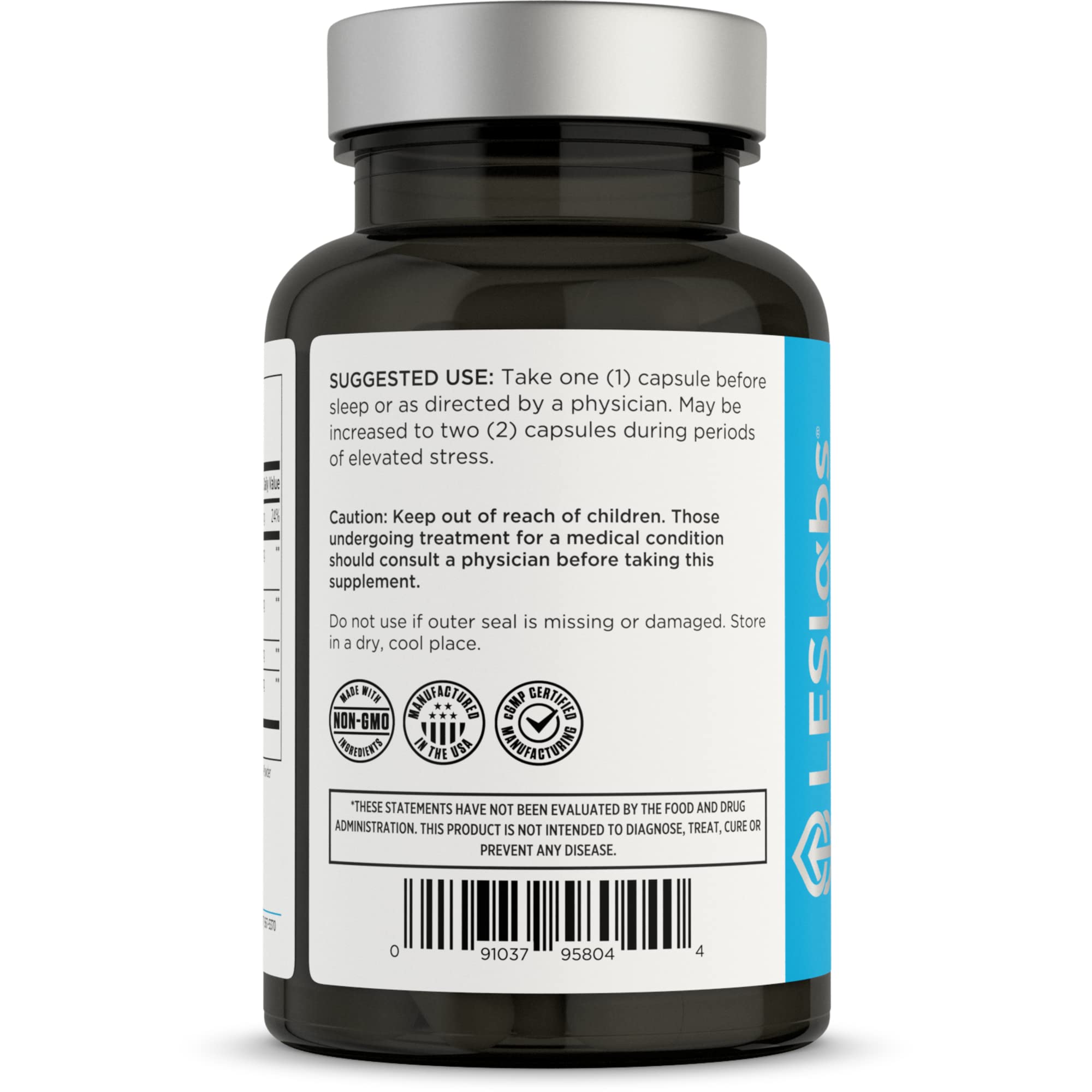 LES Labs Cortisol Health – Stress Relief, Balanced Cortisol Response & Deep Sleep – 60 Capsules (Non-GMO)
