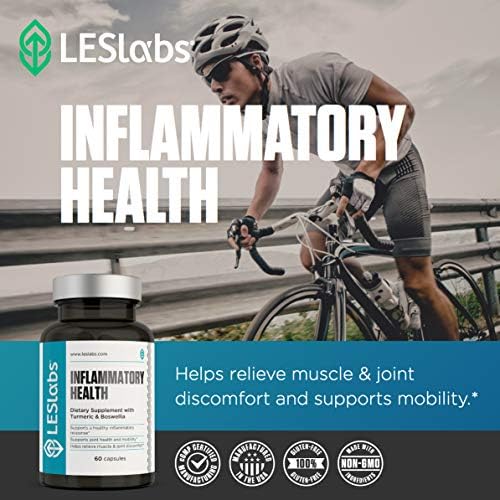 LES Labs Inflammatory Health – Joint Support, Mobility & Muscle Comfort | Turmeric, Boswellia, Quercetin & CoQ10 – Non-GMO | 60 Capsules