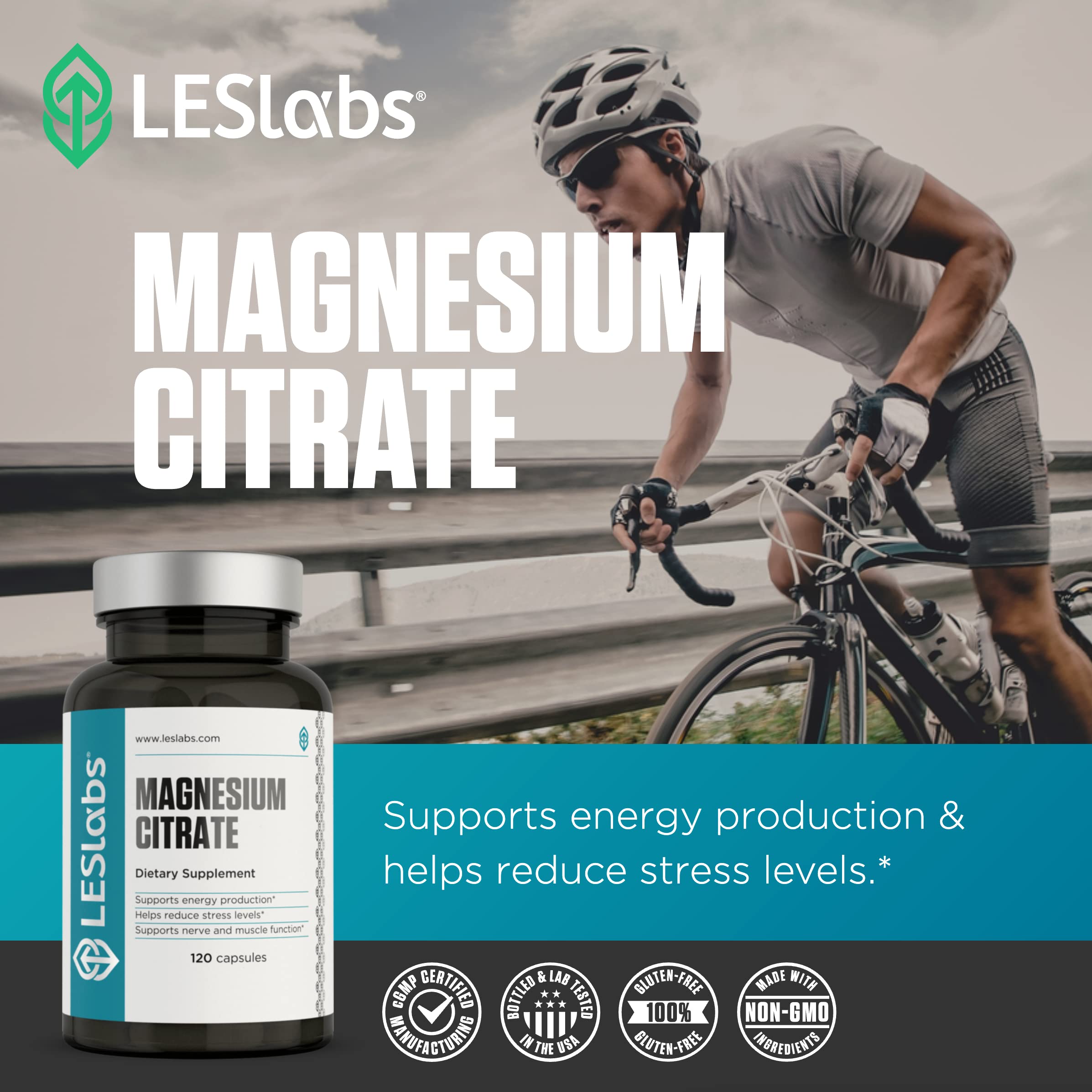 LES Labs Magnesium Citrate – 120 Capsules | Stress Relief, Sleep Support & Heart Health