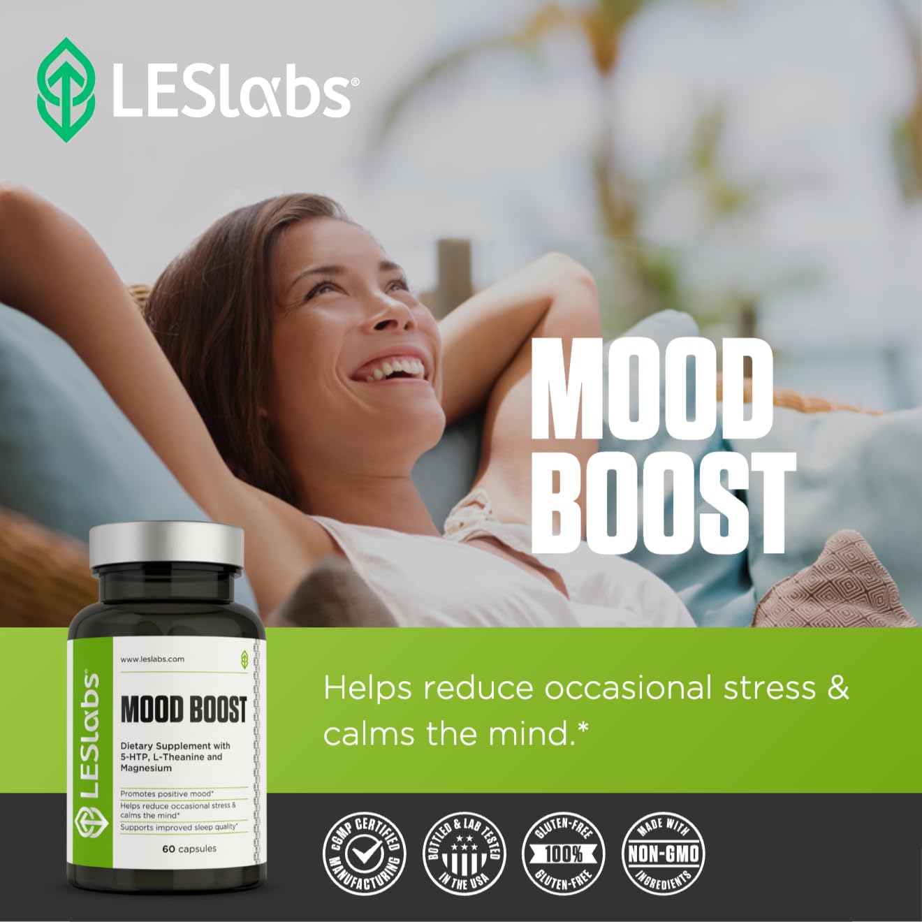 LES Labs Mood Boost – Stress Relief, Mood Support & Sleep – 60 capsules