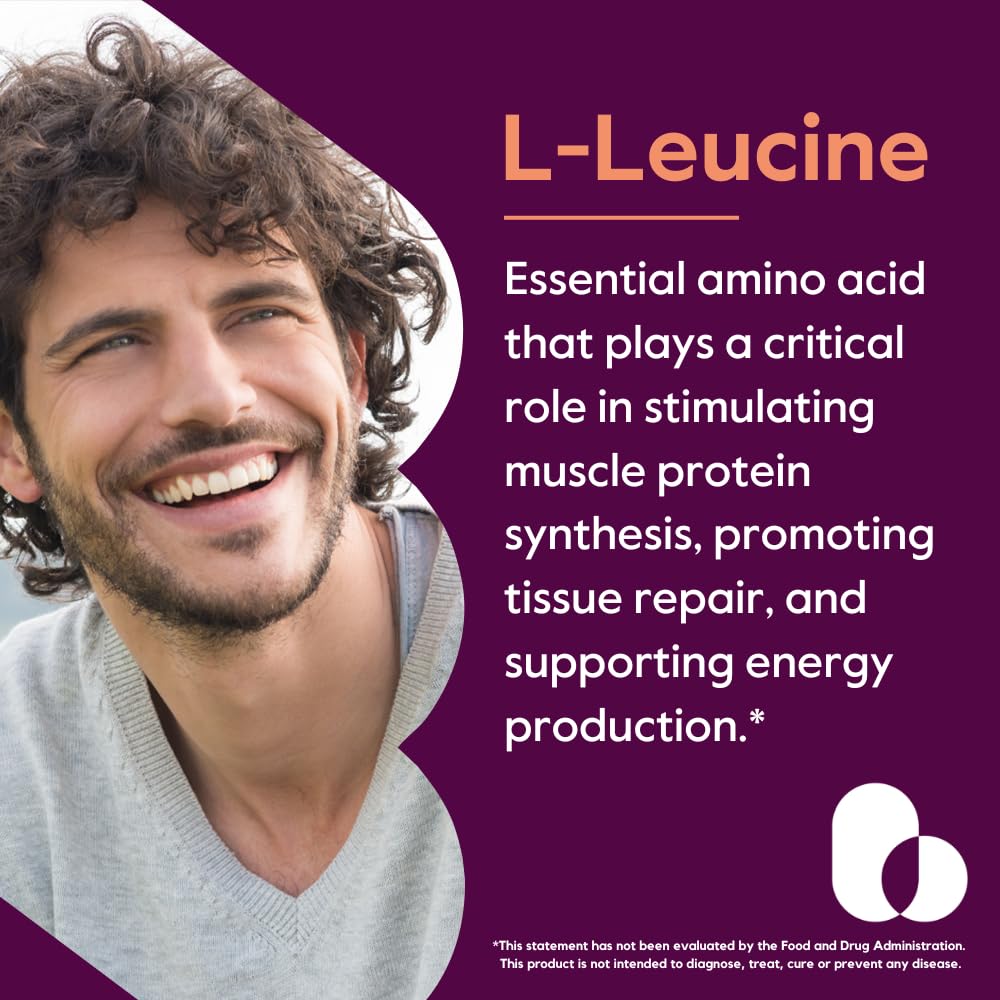 BESTVITE L-Leucine 500mg | 240 Veg Capsules | Vegan, Non-GMO, Gluten-Free