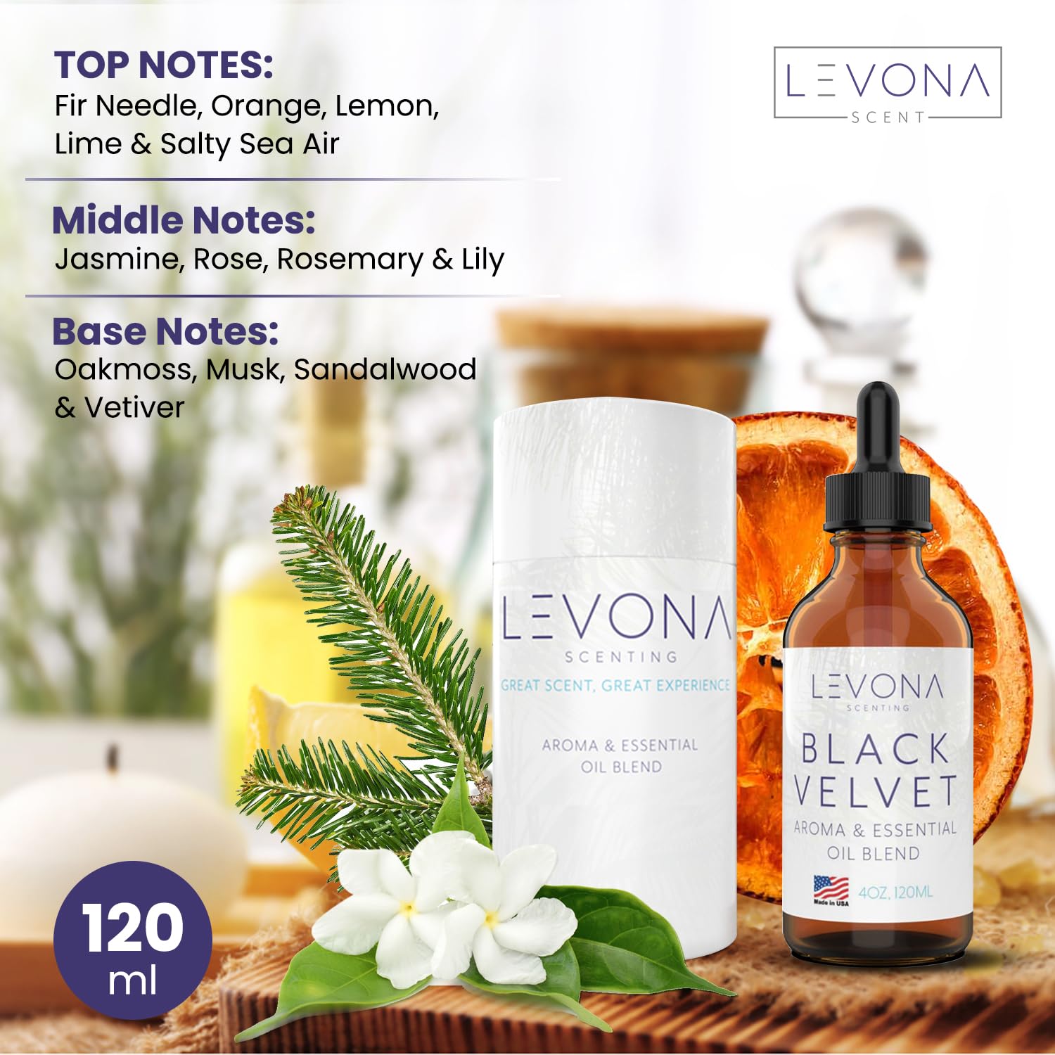 Levona Scents Black Velvette Diffuser Oils – Woody Citrus & Floral