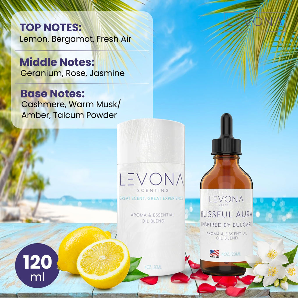 Levona Blissful Aura Essential Oil for Diffuser – Amber, Musk & Jasmine (120 ml)