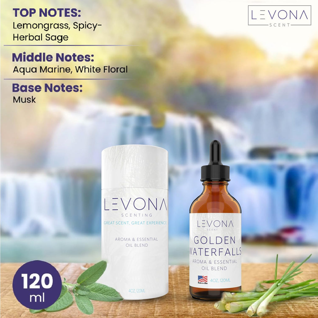 Levona Scent Essential Oils - Home, Hotel & Office Diffuser Oil | Golden Waterfalls 120ml