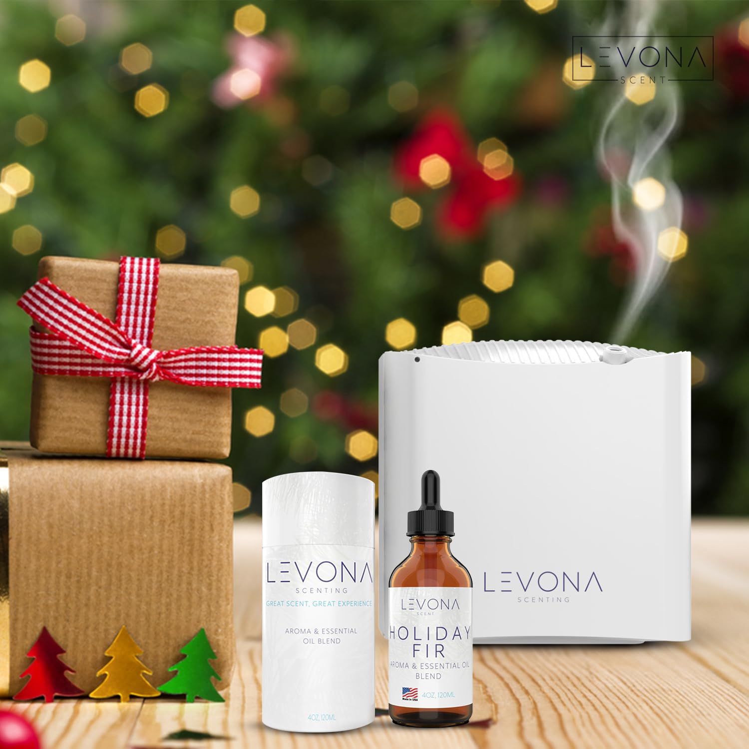 Levona Scent Christmas Essential Oil for Diffuser – Holiday Fir, Winter Fir & Balsam (120ml)