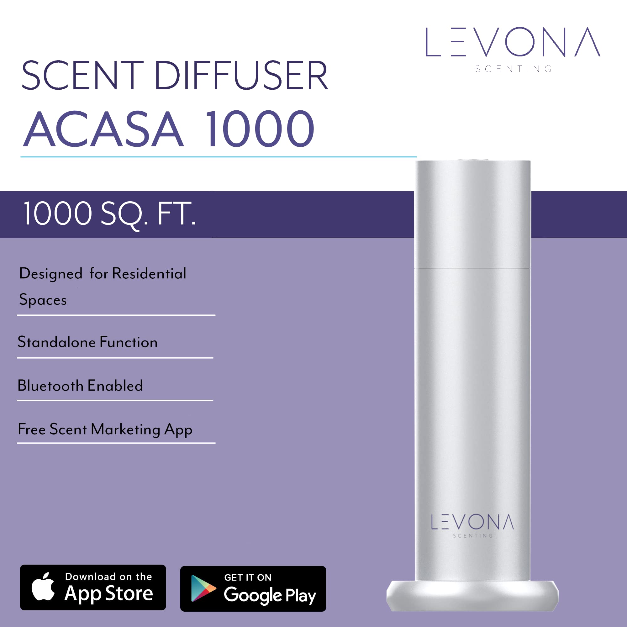 Levona Scent Waterless Diffuser – Smart Plug-In Essential Oil Diffuser (Brushed Silver, 120ml Included)