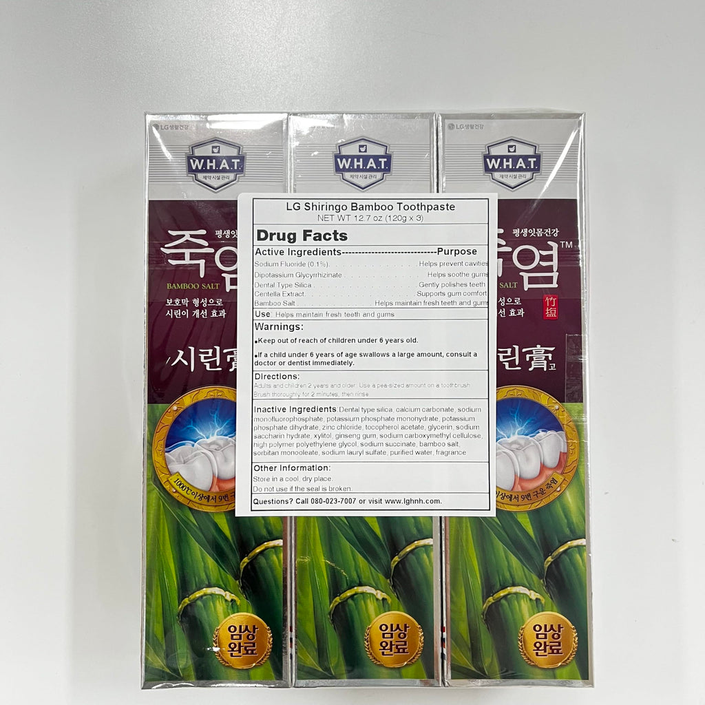 LG Shiringo Bamboo Salt Toothpaste for Sensitive Teeth – 120 g (4.23 oz) x 3