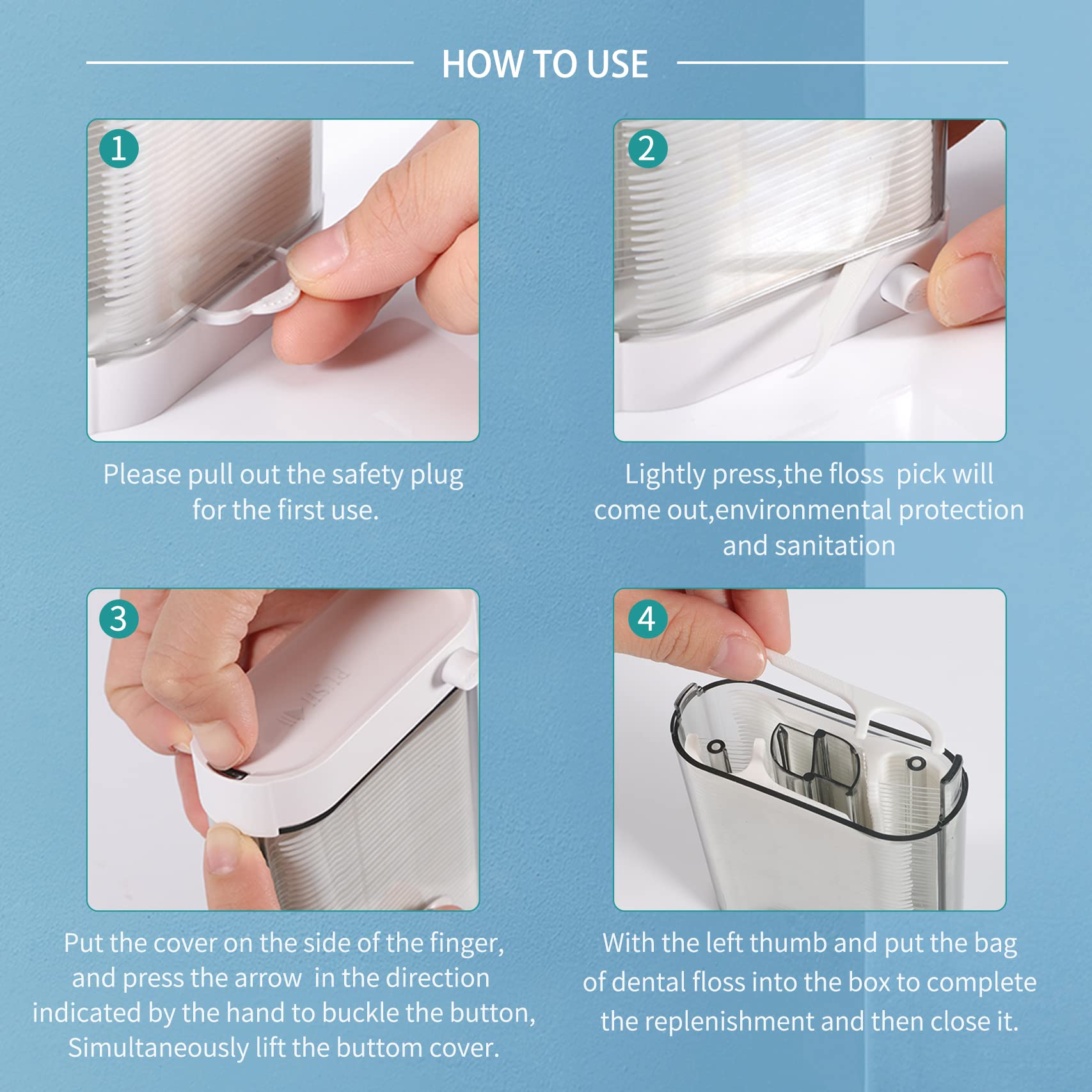 LIAMOSS Dental Floss Dispenser - 308-Count Auto Pop-Up Organizer for Adults