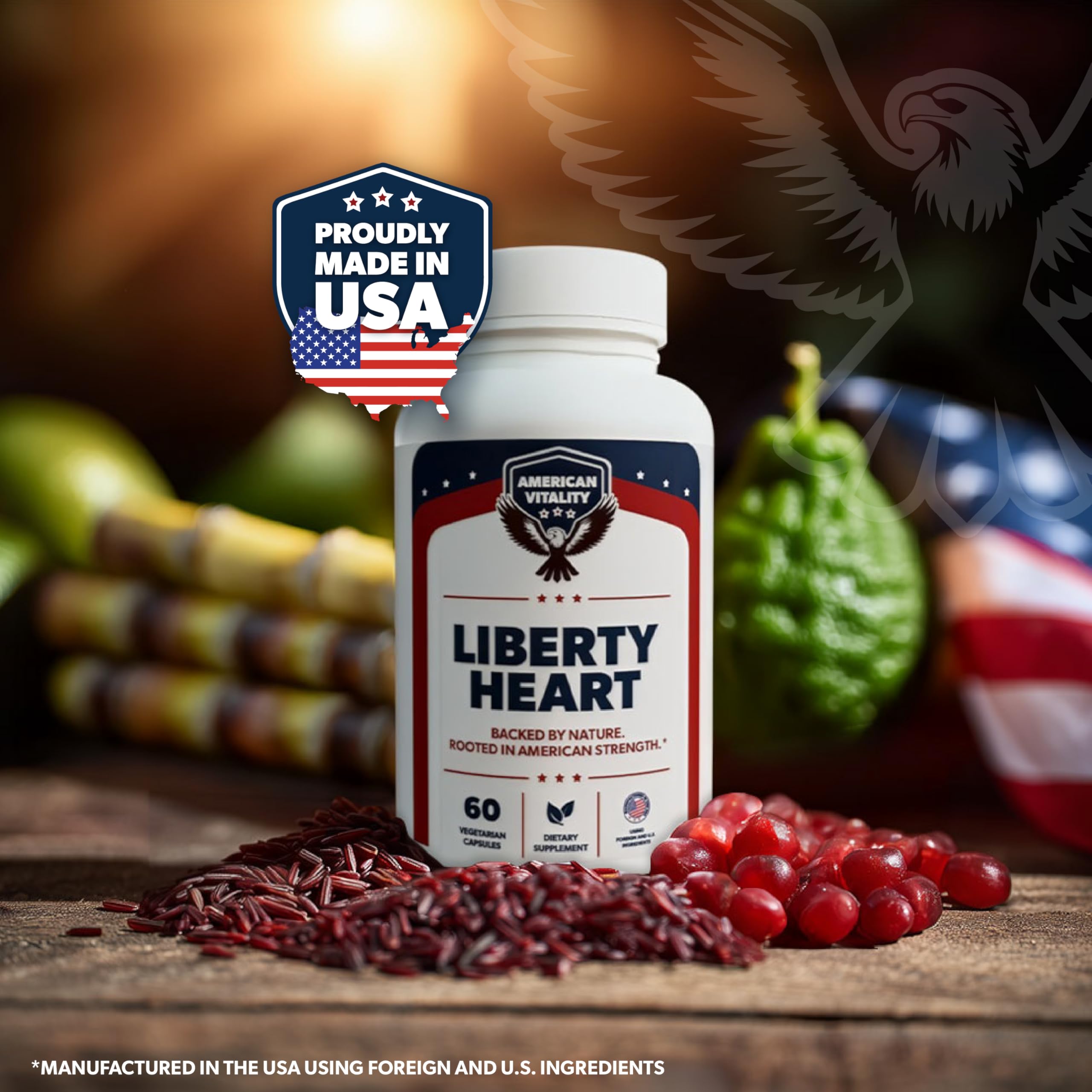 AMERICAN VITALITY Liberty Heart – Berberine, Red Yeast Rice & Citrus Bergamot for Heart Wellness – 60 Capsules