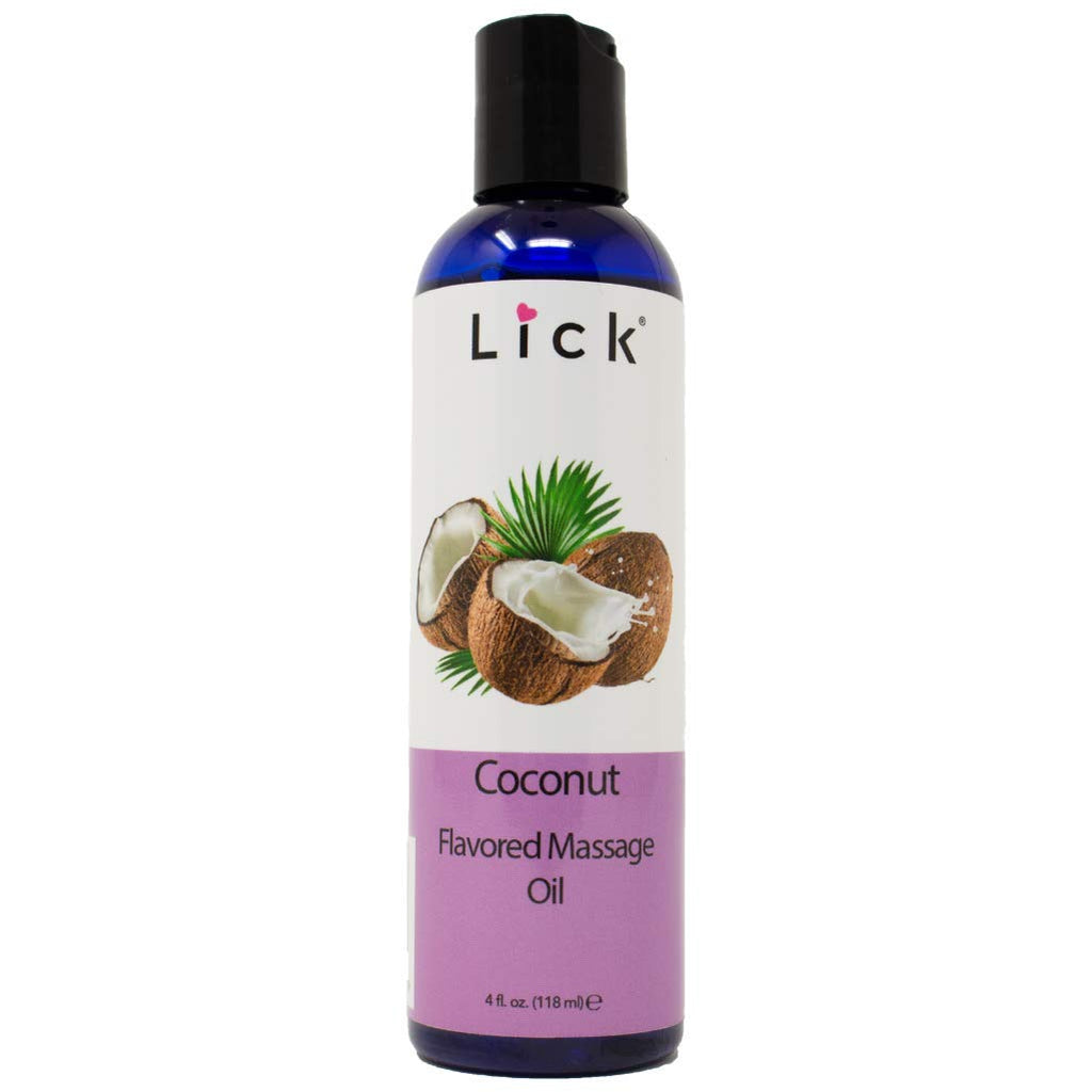 Lick Coconut Massage Oil – Romantic, Body Safe, Non-Greasy 4 oz
