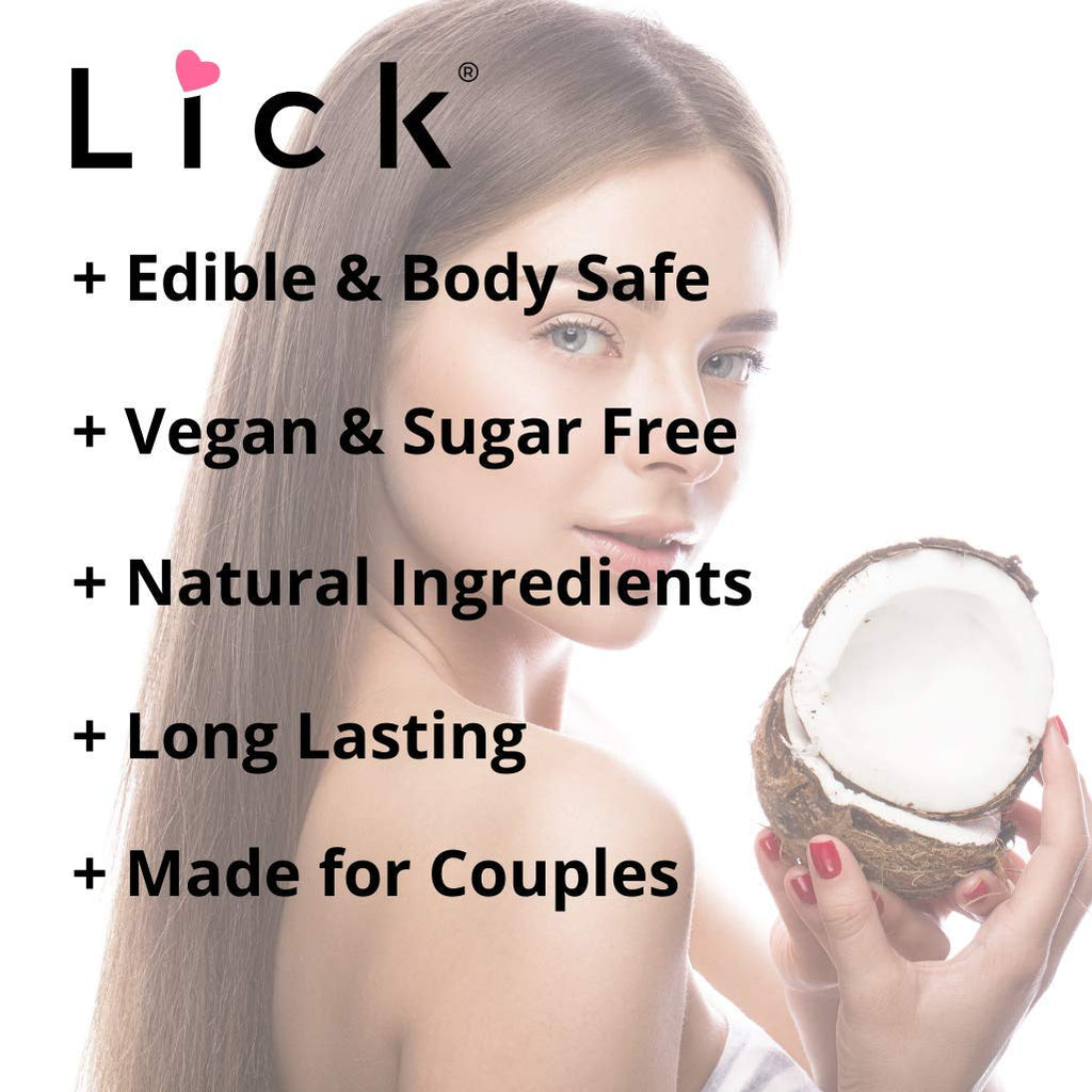 Lick Coconut Massage Oil – Romantic, Body Safe, Non-Greasy 4 oz