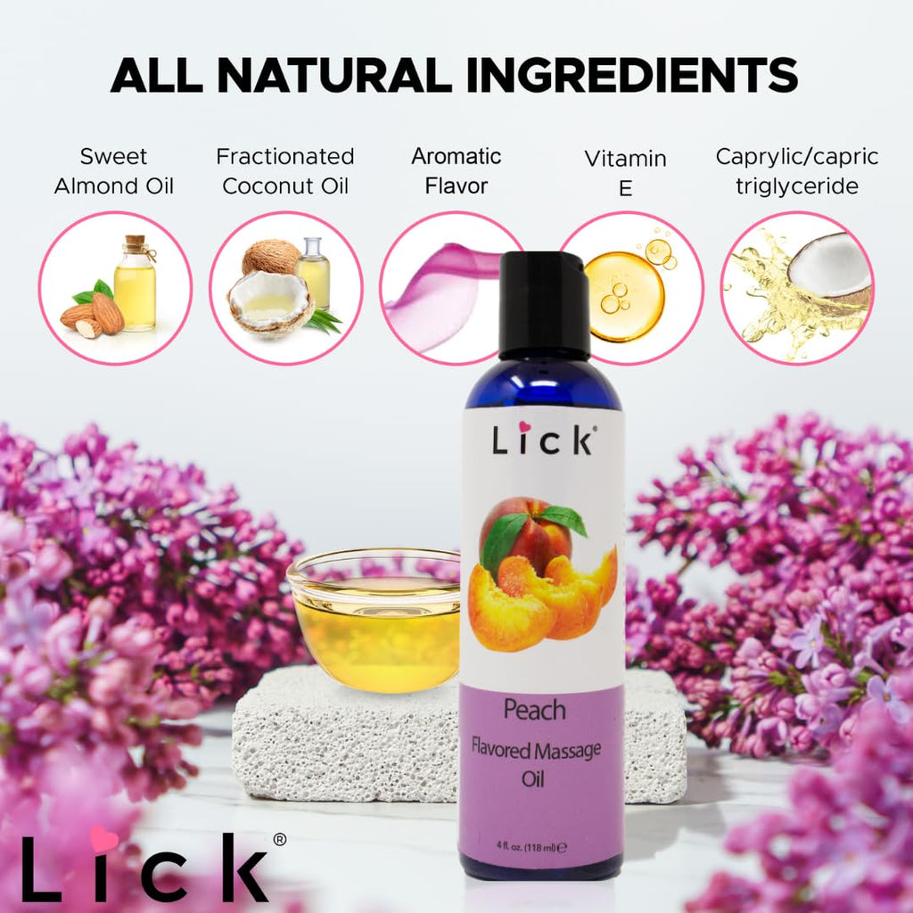 Peach Flavored Massage Oil - Edible, Nourishing & Warming 4oz