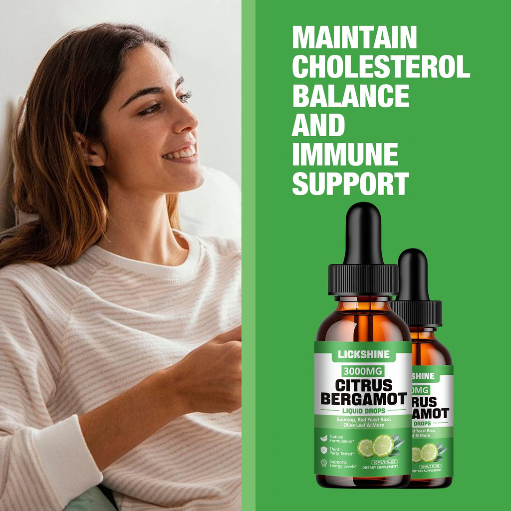 Lickshine 2 Pack Citrus Bergamot Liquid Drops – High Absorption & Cholesterol Support (4 oz)