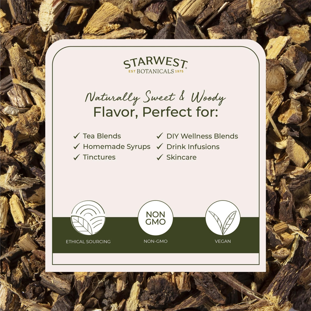 Starwest Organic Licorice Root (Cut & Sifted) - Kosher, Non-GMO, 1 lb Bulk