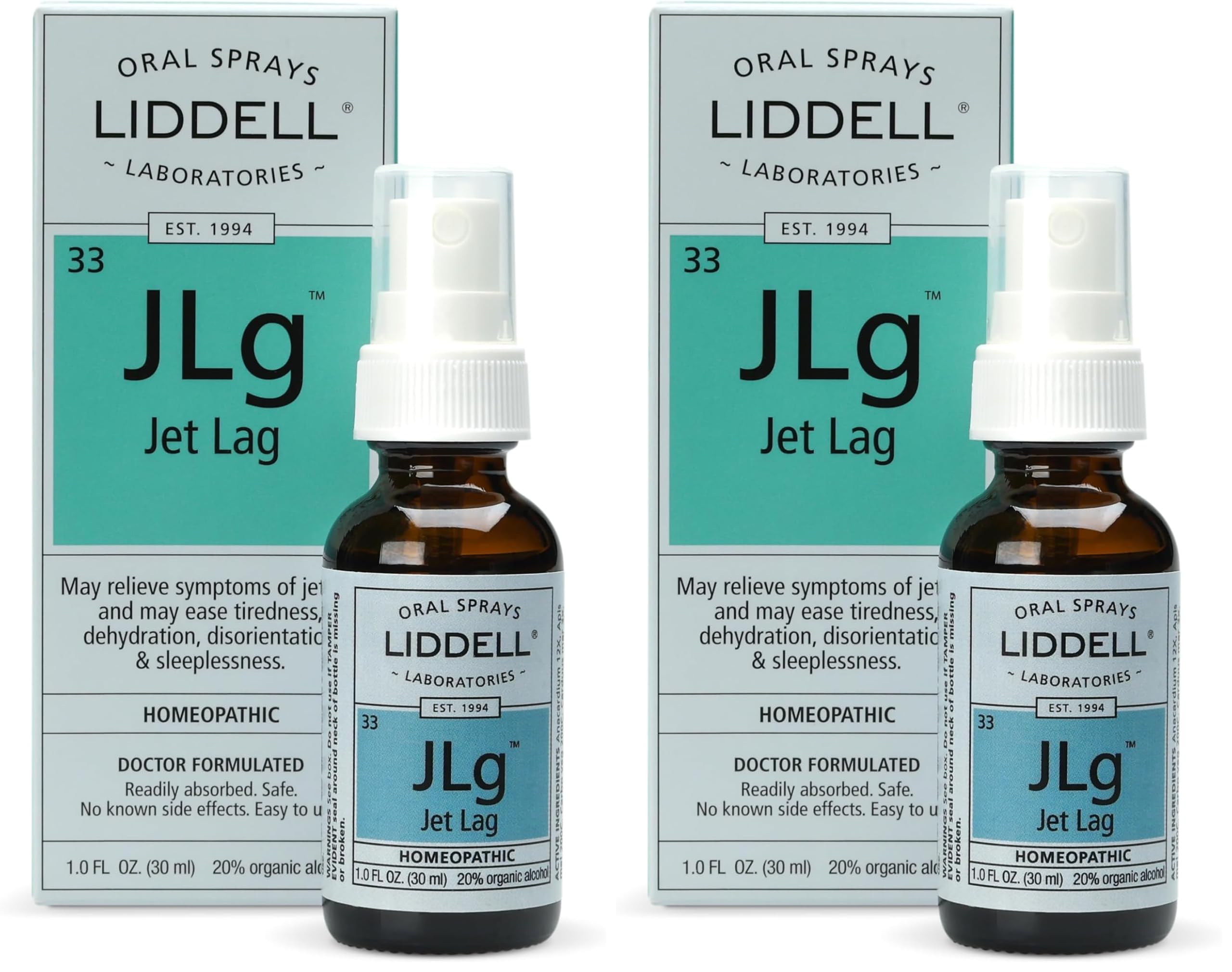 Liddell Homeopathic Jet Lag Remedy - 1 fl oz (Pack of 2) | Natural Relief