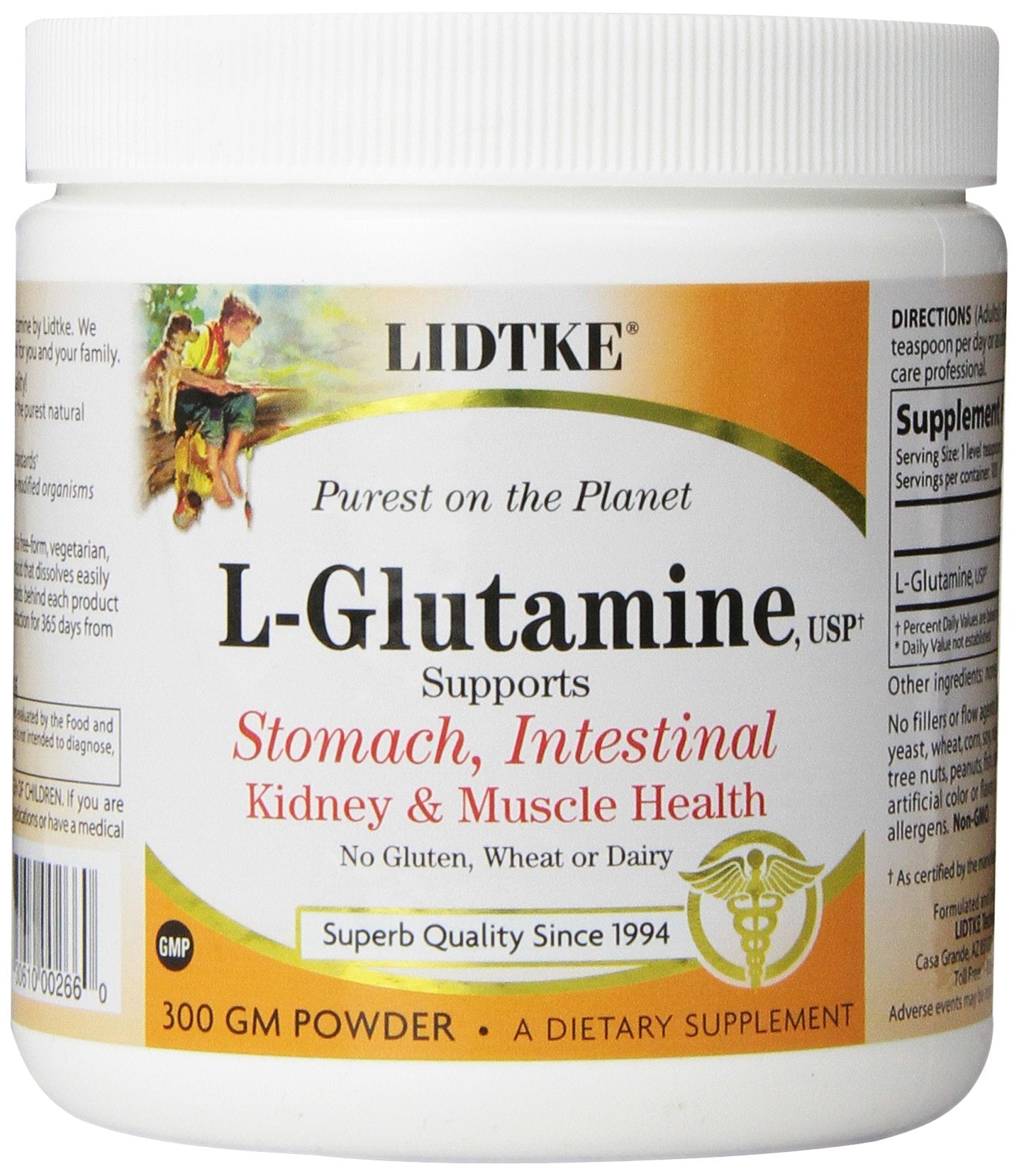 Lidtke Technologies L-Glutamine Powder 300 Gram | Amino Acid Dietary Supplement