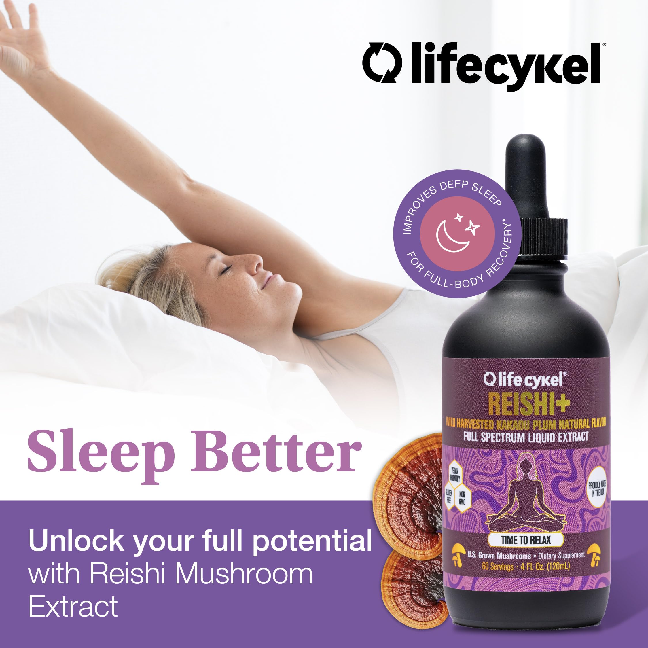 Life Cykel Professional Athletes Pack – Reishi, Lion's Mane & Cordyceps Full-Spectrum Mushroom Tincture | Vegan, Non-GMO