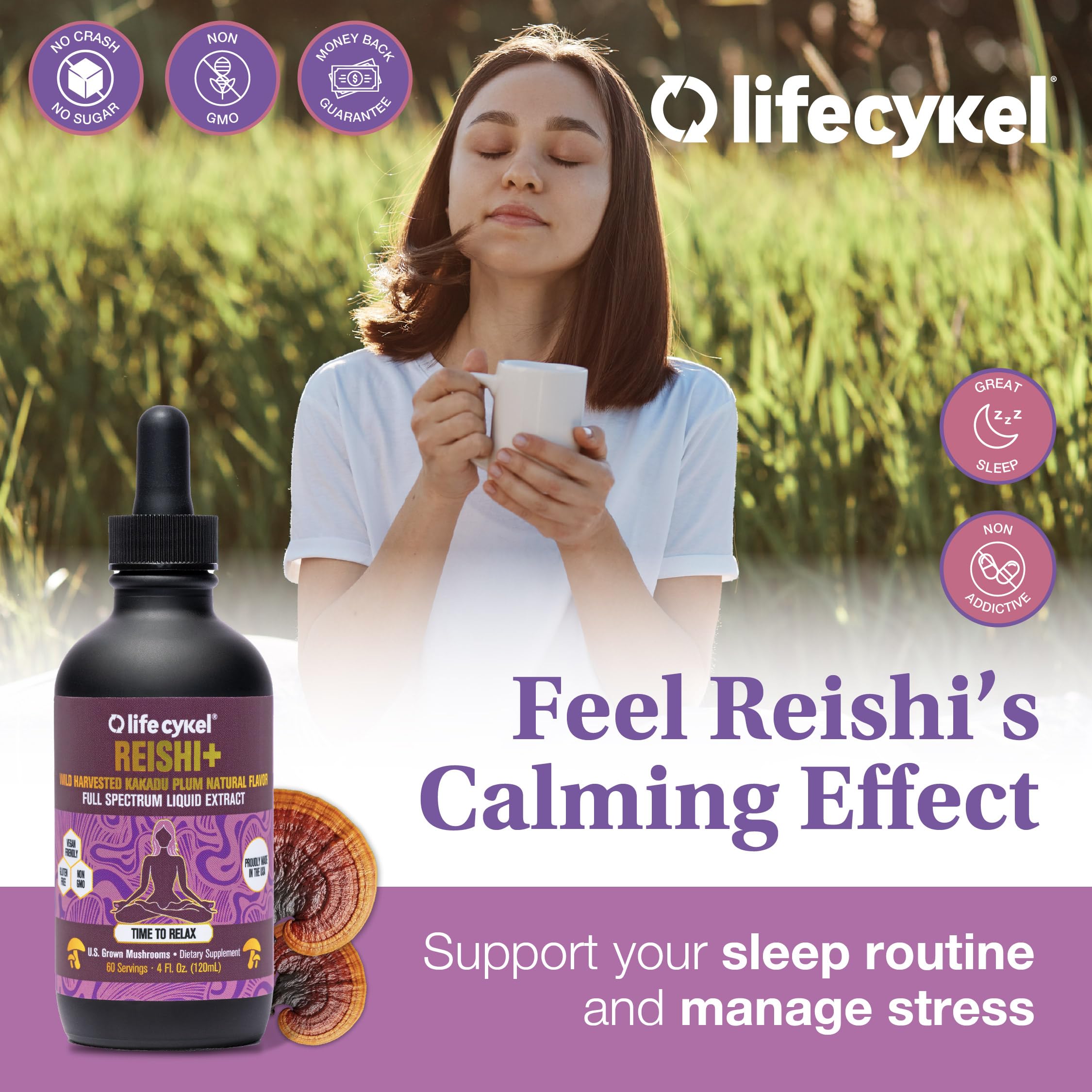 Life Cykel Professional Athletes Pack – Reishi, Lion's Mane & Cordyceps Full-Spectrum Mushroom Tincture | Vegan, Non-GMO