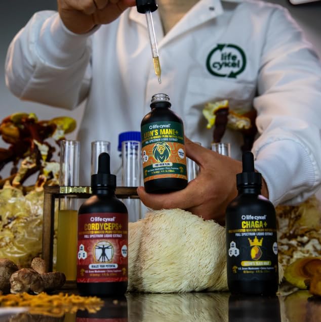 Life Cykel This is It Pack: Chaga, Lion's Mane & Cordyceps – Full-Spectrum Mushroom Extract for Energy, Clarity & Immune Support | Vegan, Non-GMO
