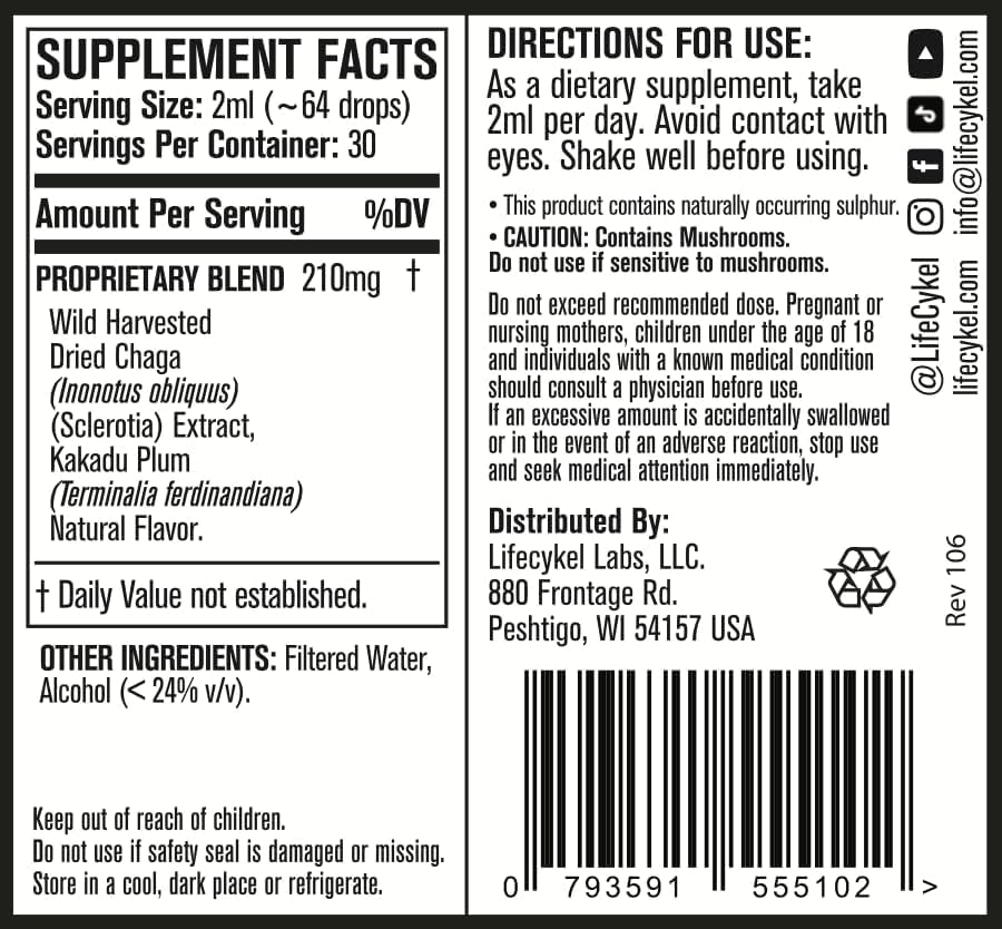 Life Cykel This is It Pack: Chaga, Lion's Mane & Cordyceps – Full-Spectrum Mushroom Extract for Energy, Clarity & Immune Support | Vegan, Non-GMO
