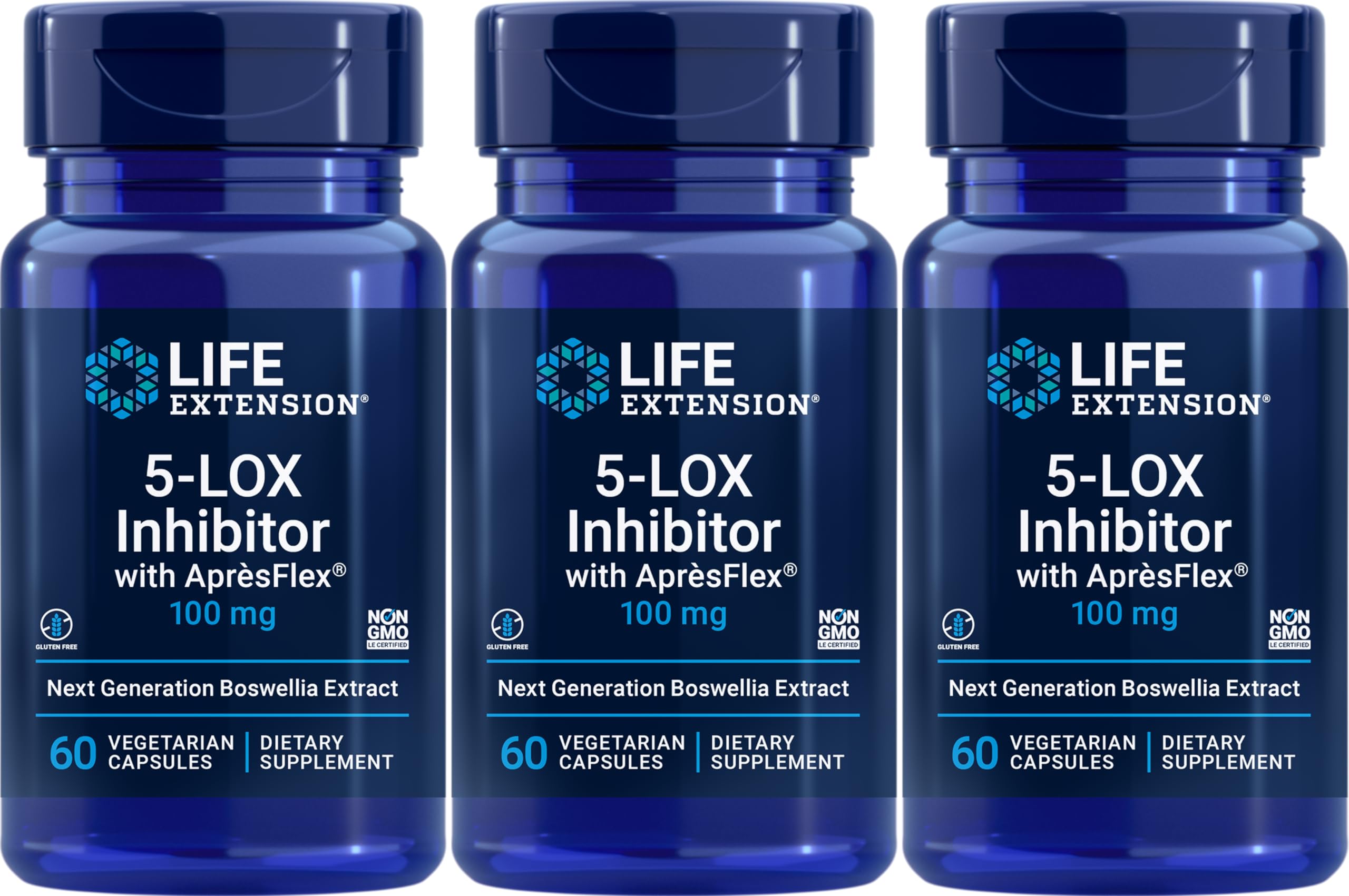 Life Extension 5-LOX Inhibitor with AprèsFlex 100 mg – 60 Vcaps (Pack of 3)