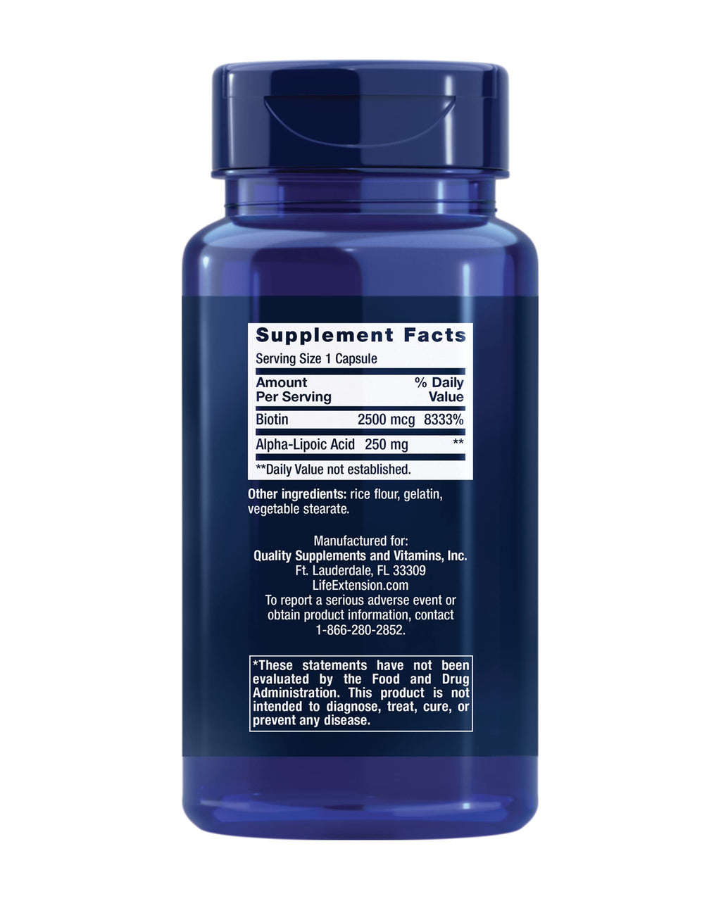 Life Extension Alpha-Lipoic Acid with Biotin – 60 Capsules