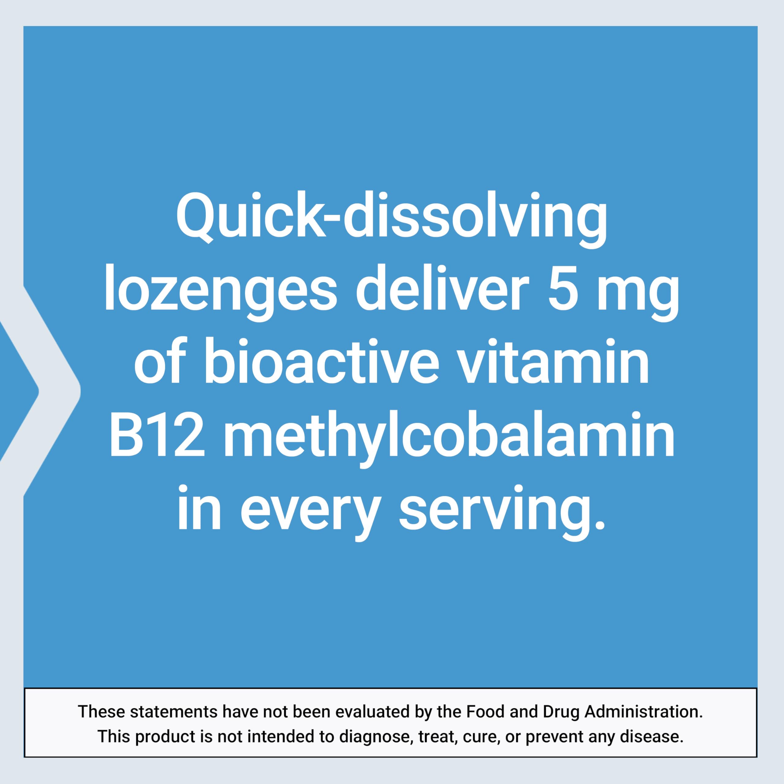 Life Extension Vitamin B12 Methylcobalamin – 5 mg Quick-Dissolving Lozenges (60) | Gluten-Free, Non-GMO, Vegetarian