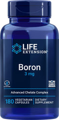 Life Extension Boron 3mg 180 Veg Caps - Tri-Boron Complex (Citrate, Glycinate, Aspartate) + Vitamin B2