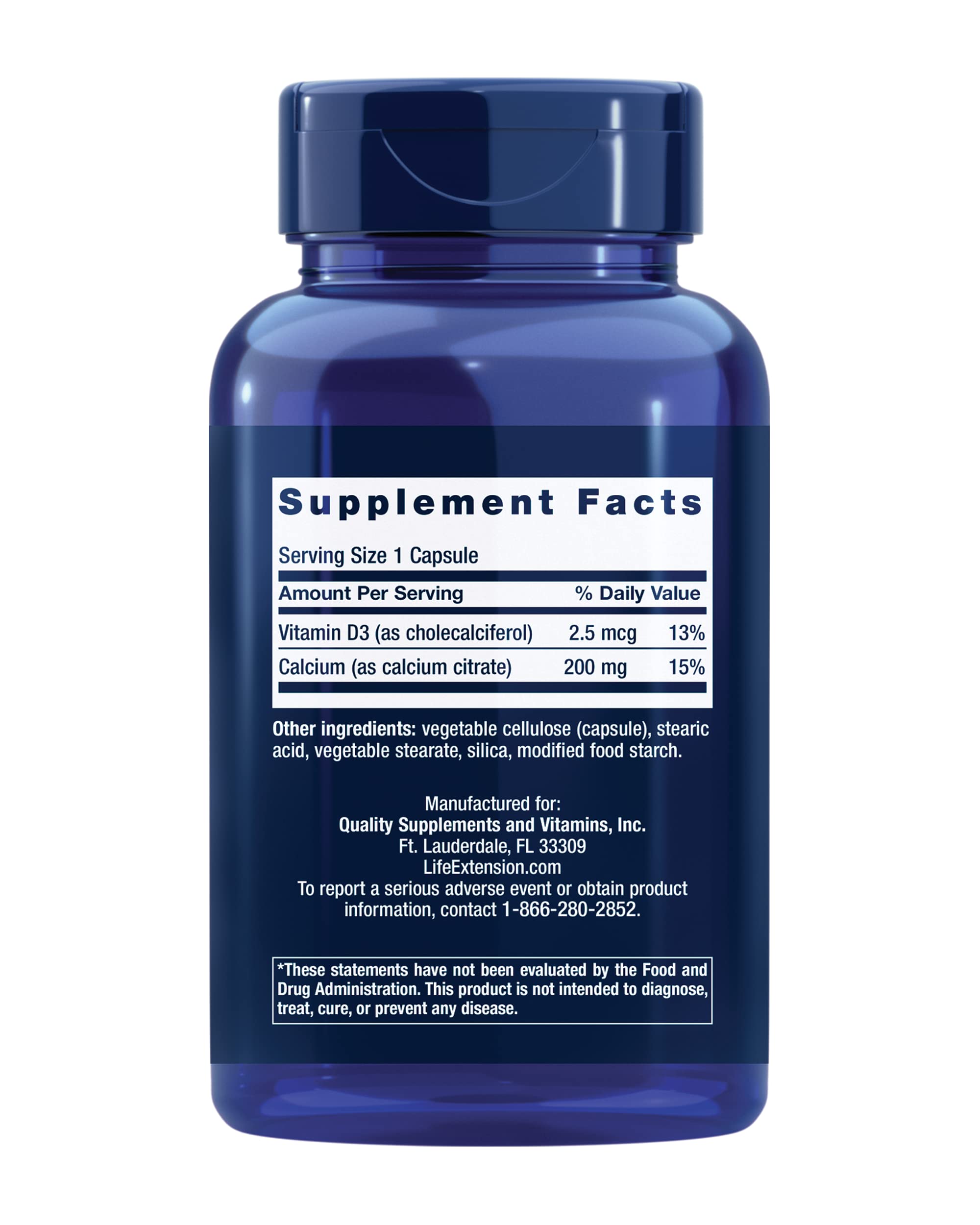 Life Extension Calcium Citrate with Vitamin D – Bone Health (Gluten-Free, Non-GMO)