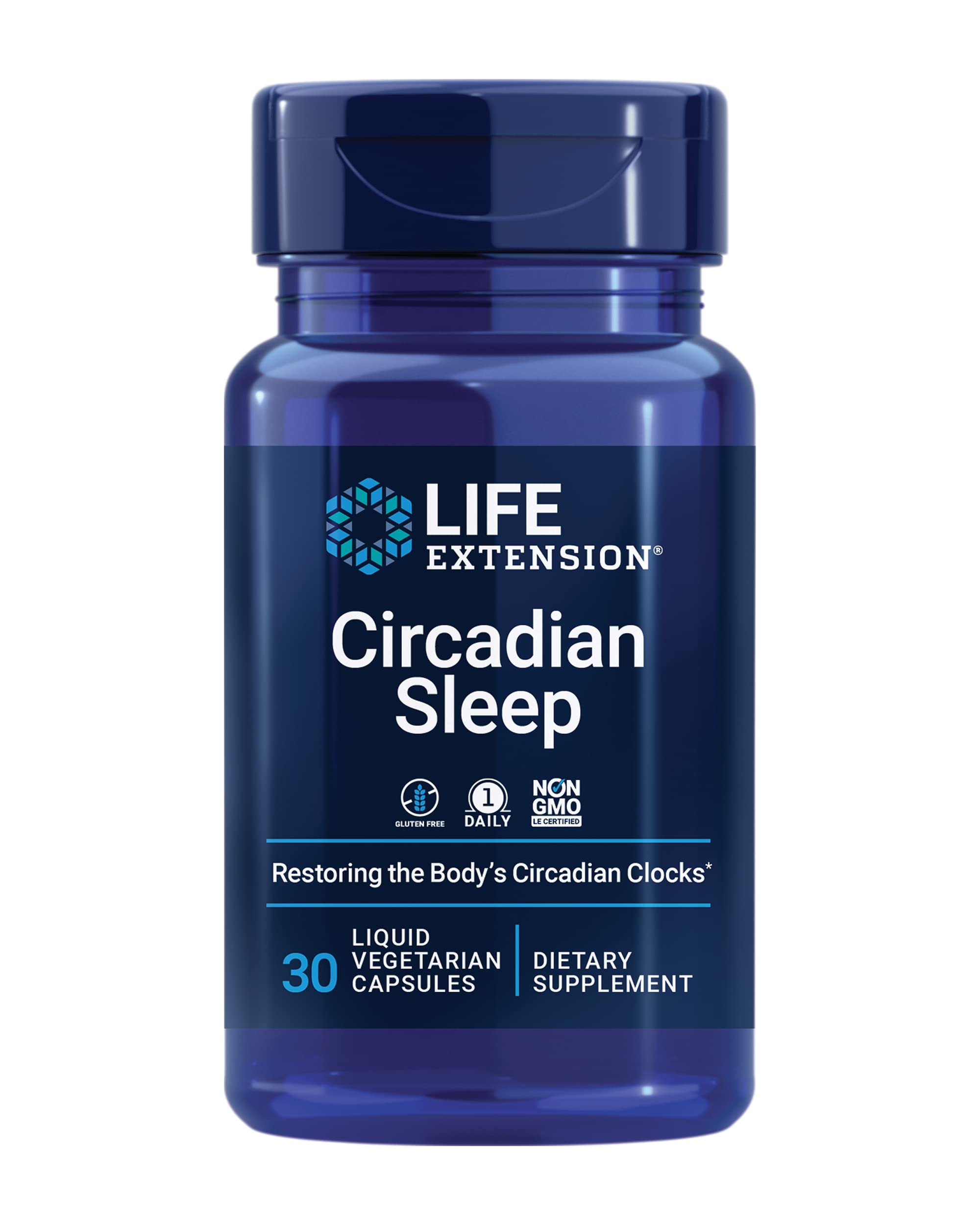 Life Extension Circadian Sleep – Melatonin 1.5 mg with Nobiletin for Sleep Support | Gluten Free, Non-GMO, Vegetarian | 30 Capsules