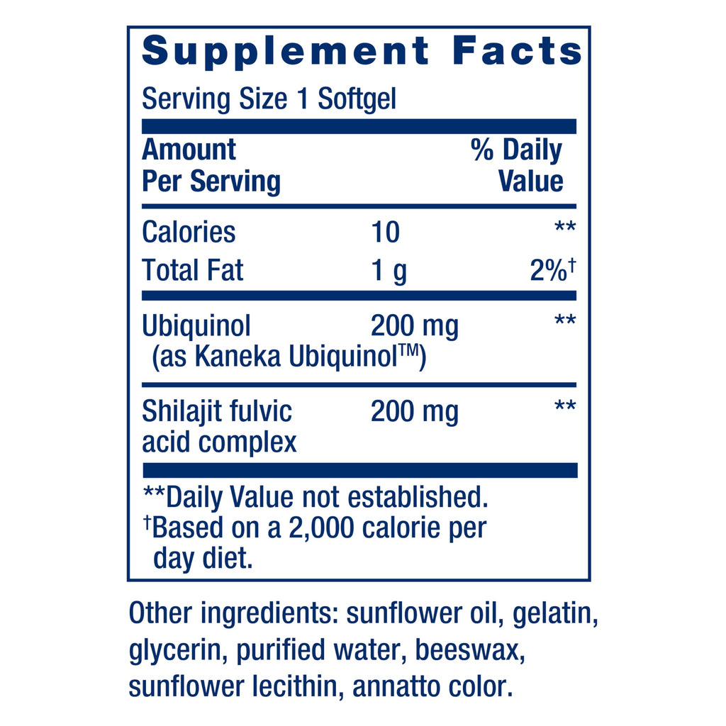 Life Extension Super Ubiquinol CoQ10 with Shilajit – 200 mg, Enhanced Mitochondrial Support | Gluten-Free, Non-GMO