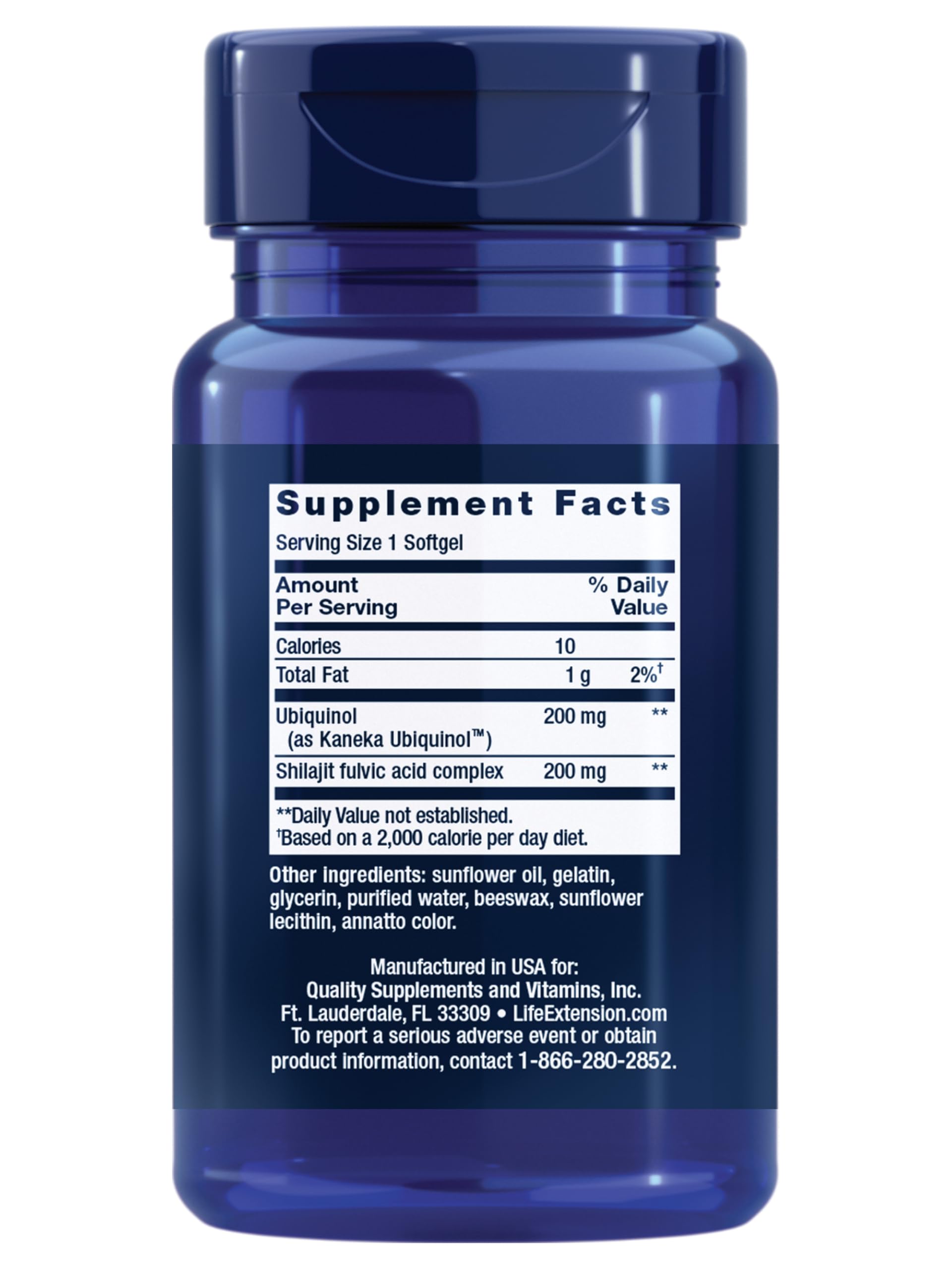 Life Extension Super Ubiquinol CoQ10 with Shilajit – 200 mg, Enhanced Mitochondrial Support | Gluten-Free, Non-GMO