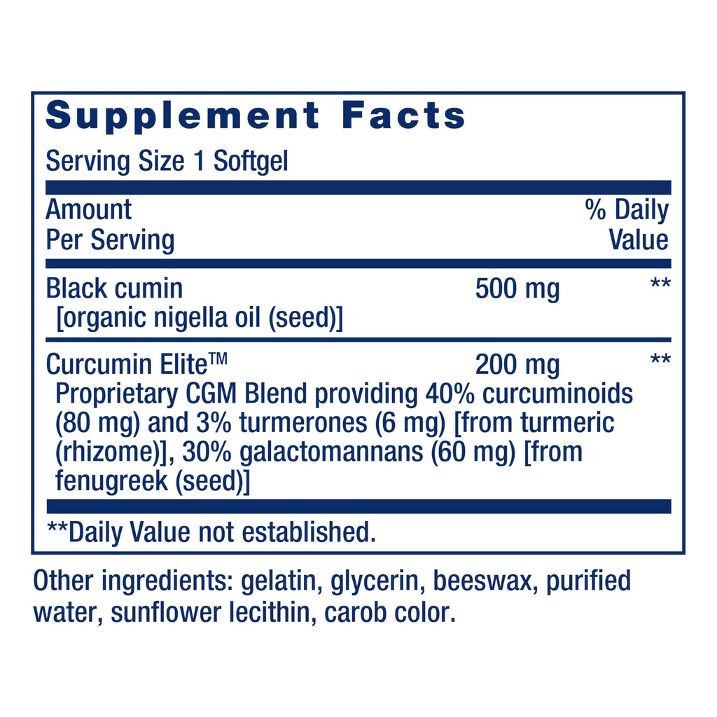 Life Extension Black Cumin Seed Oil & Curcumin Elite – Immune Health, High Bioavailability, 60 Softgels