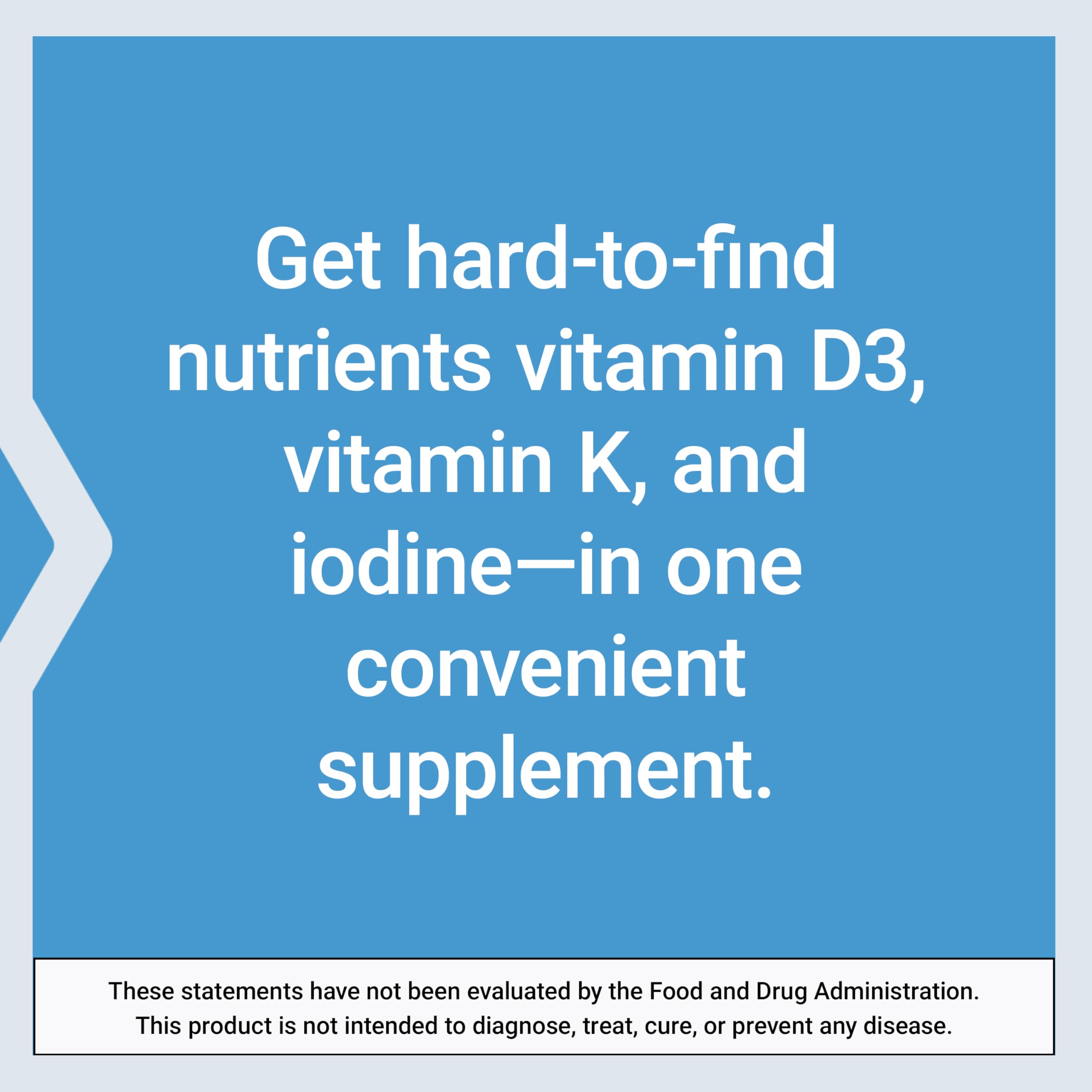 Life Extension Vitamin D3 & K2 with SeaIodine – Bone, Brain & Thyroid Support (Non-GMO, Gluten Free) | 60 Count
